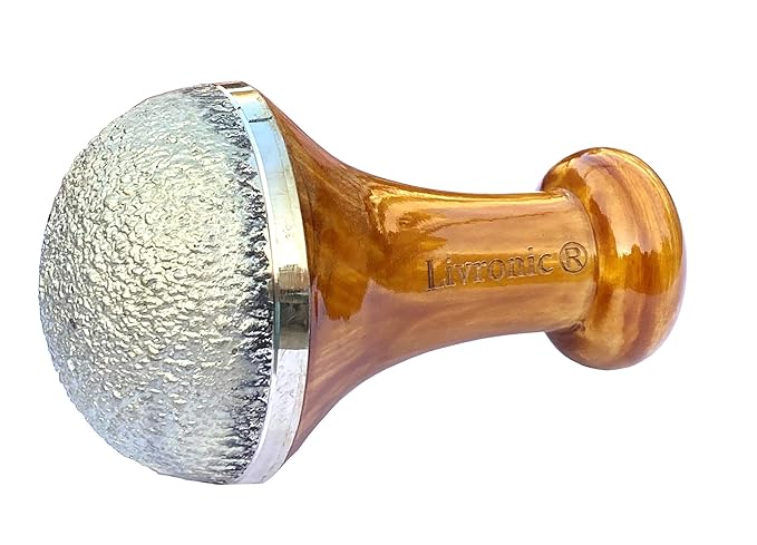 Livronic Bronze Kansa Natural Vatki Cup with Wooden Handle Ayurvedic Detox Foot Massager Relaxation and Deep Cleaning Ancient Indian Technique Ayurvedic Kansa Vatki Foot Massage (NATURAL)