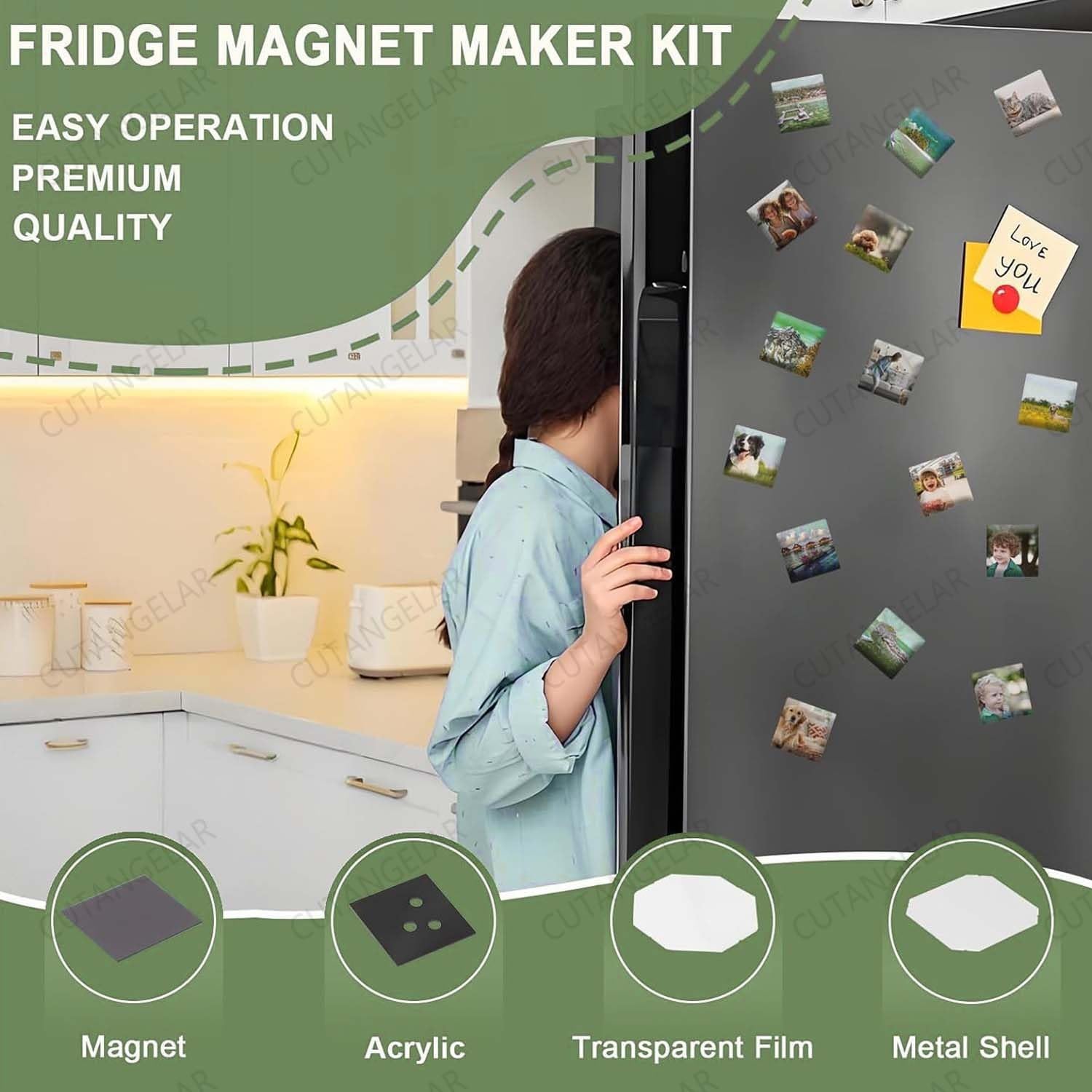 Kühlschrank Magnet Hersteller Maschine, Vielseitiges Werkzeug Für 6.35x6.35 cm Quadratische Abzeichen, Ein Unterhaltsamer Zeitvertreib Für Familienabende Kreative(Starter Kit)