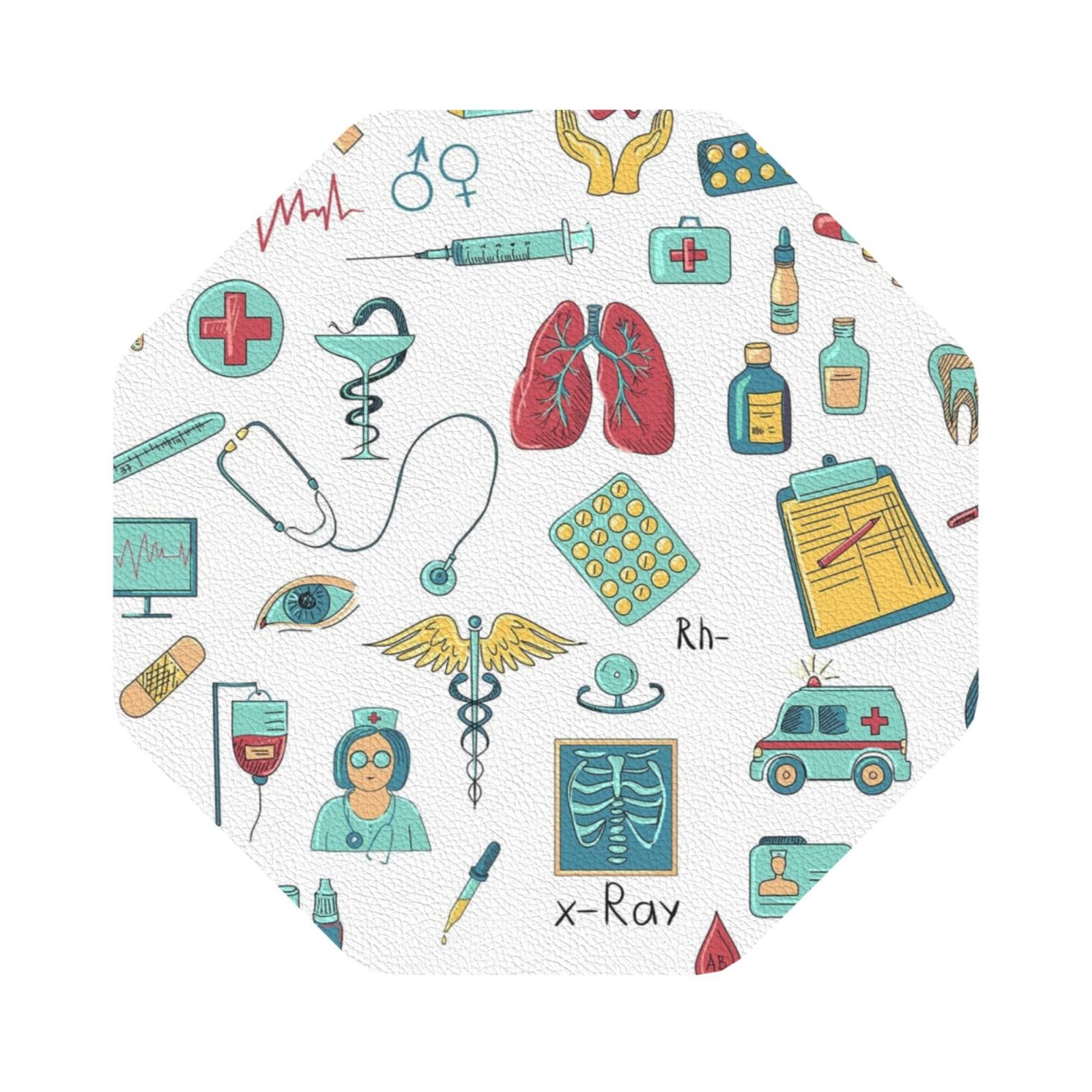abstraction biology chemistry4 PU Leather Coasters Set of 6 Octagon Drink Coasters