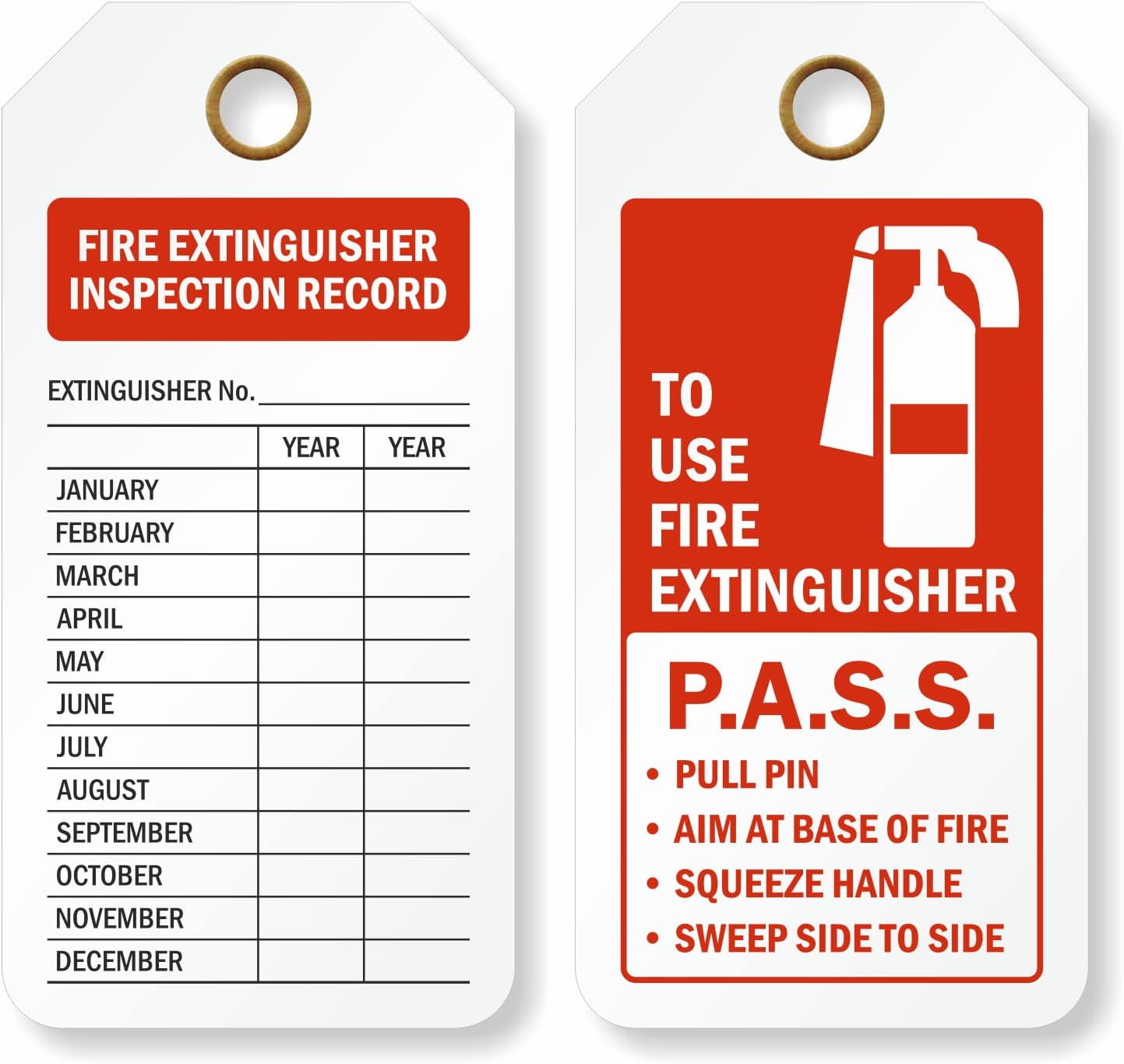 SmartSign 2 Sided Fire Extinguisher Inspection Record Tag | 2.125" x 4.25" Plastic, Pack of 20, Made in USA