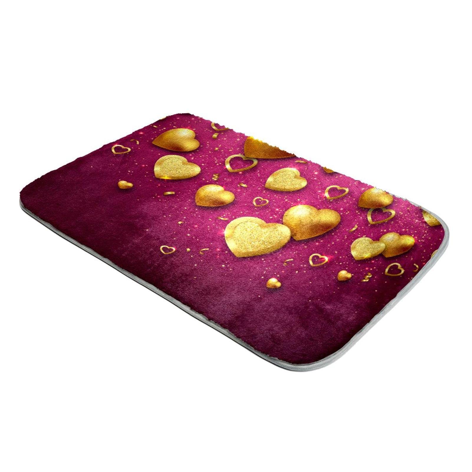 Tapis motif cœur doré, le cadeau de Saint-Valentin romantique et mémorable