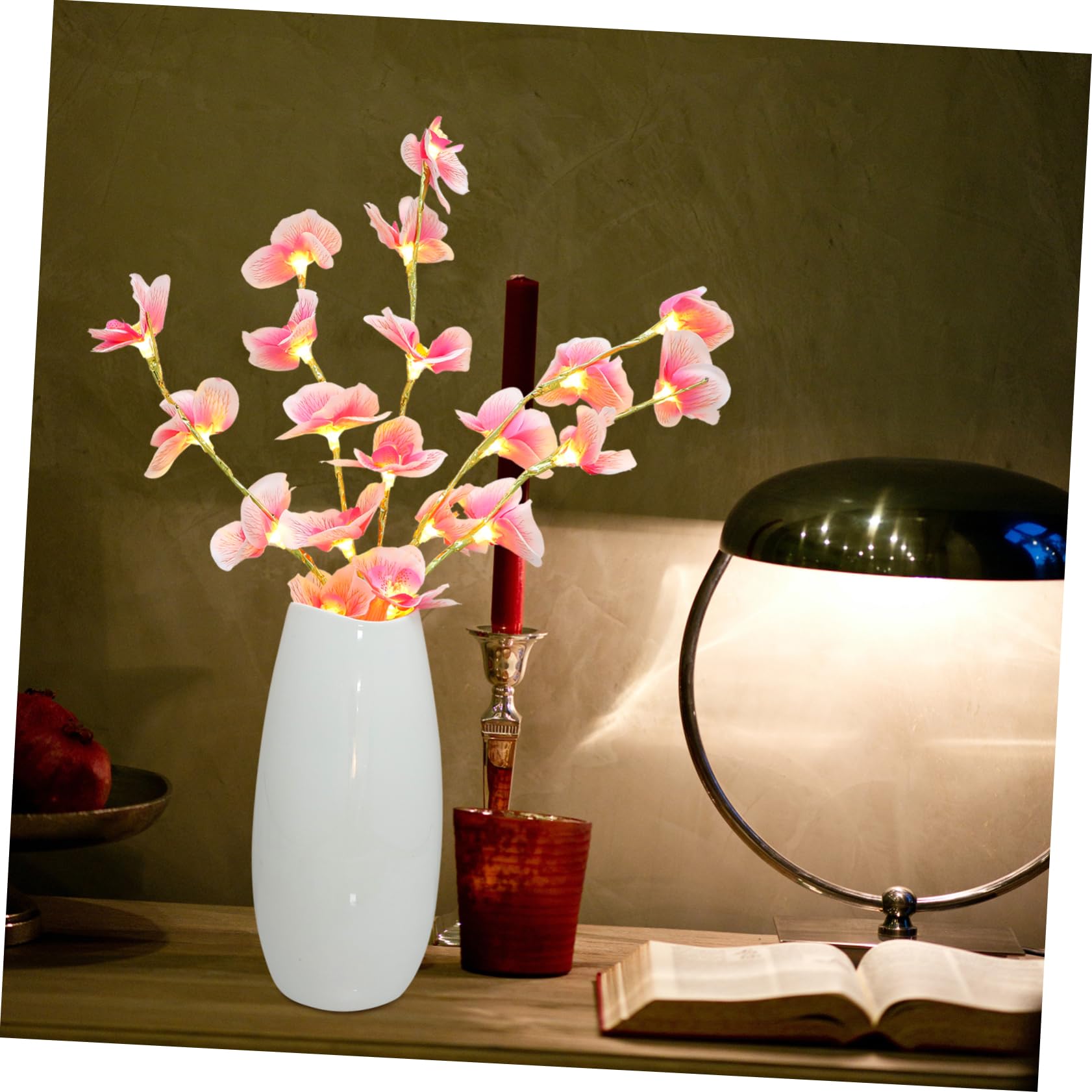 SOLUSTRE 2pcs Phalaenopsis Branches Led Decorative Light Simulated Flower Lamp for Home Decor Warm Light for Parties and Night Lighting No Battery Included Elegant Design