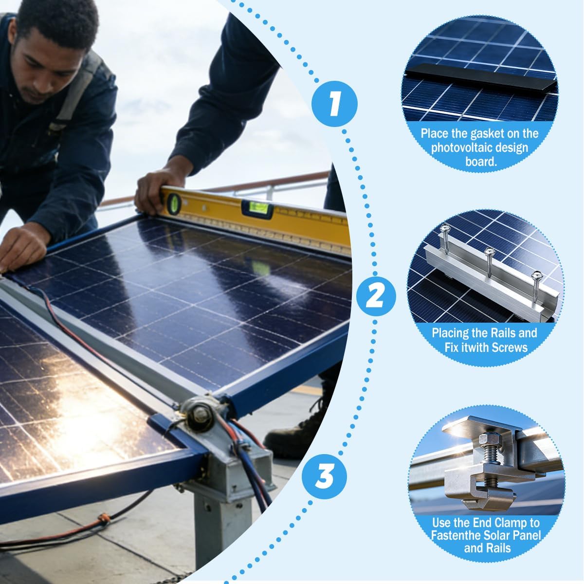 10 Pcs Solar Panel Mounting Brackets Rails Kit,Metal Solar Panel Mounting Brackets,Solar Panel Mid Clamps for Securing All Standard Sized Photovoltaic Frames,Solar Panel Installation