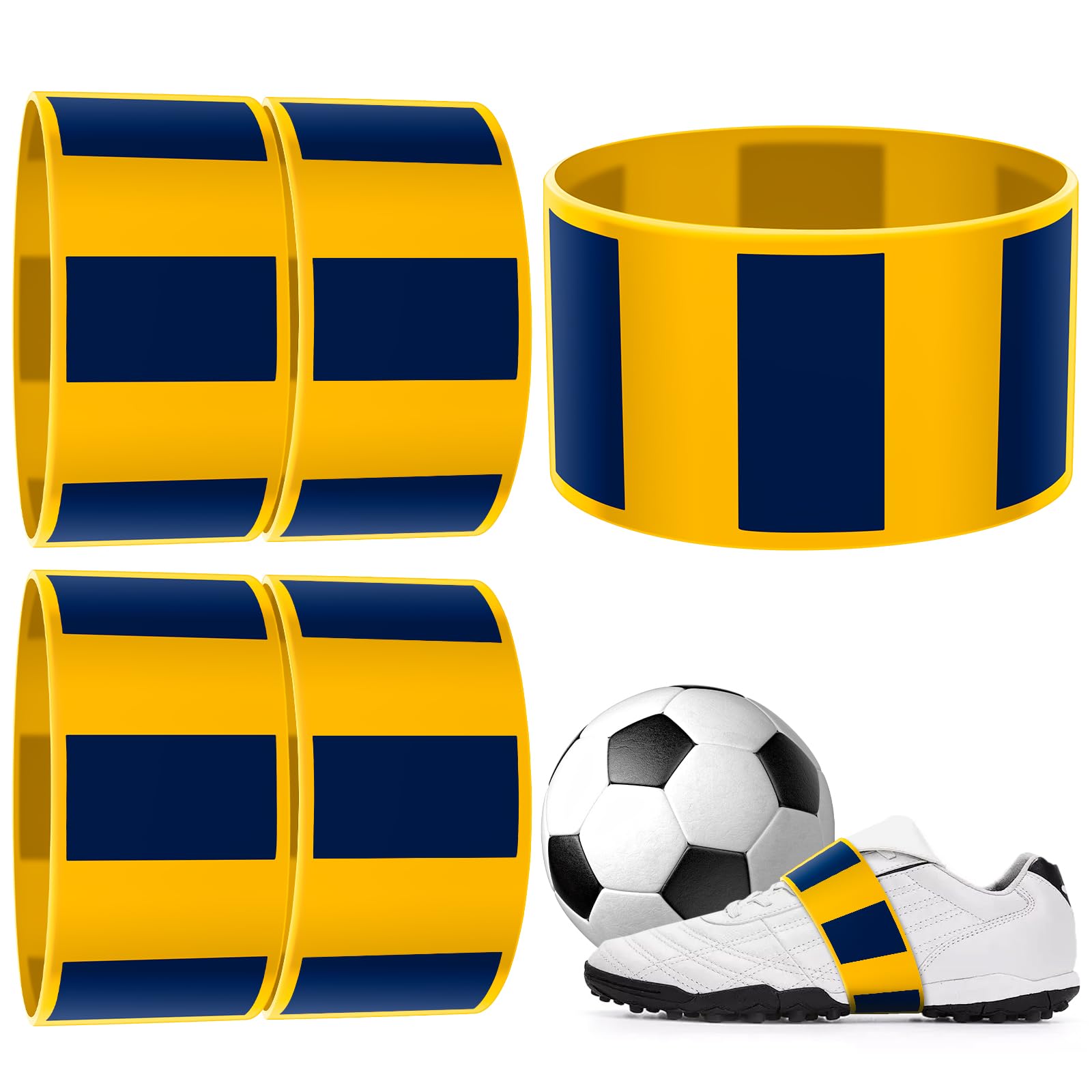 Eyourlife Soccer Cleat Lace Cover & Football Shoe Band - 4PCS Silicone Shoe Bands for Soccer and Football Cleats, Durable Lace Covers for Shoes (Yellow-Stripes)