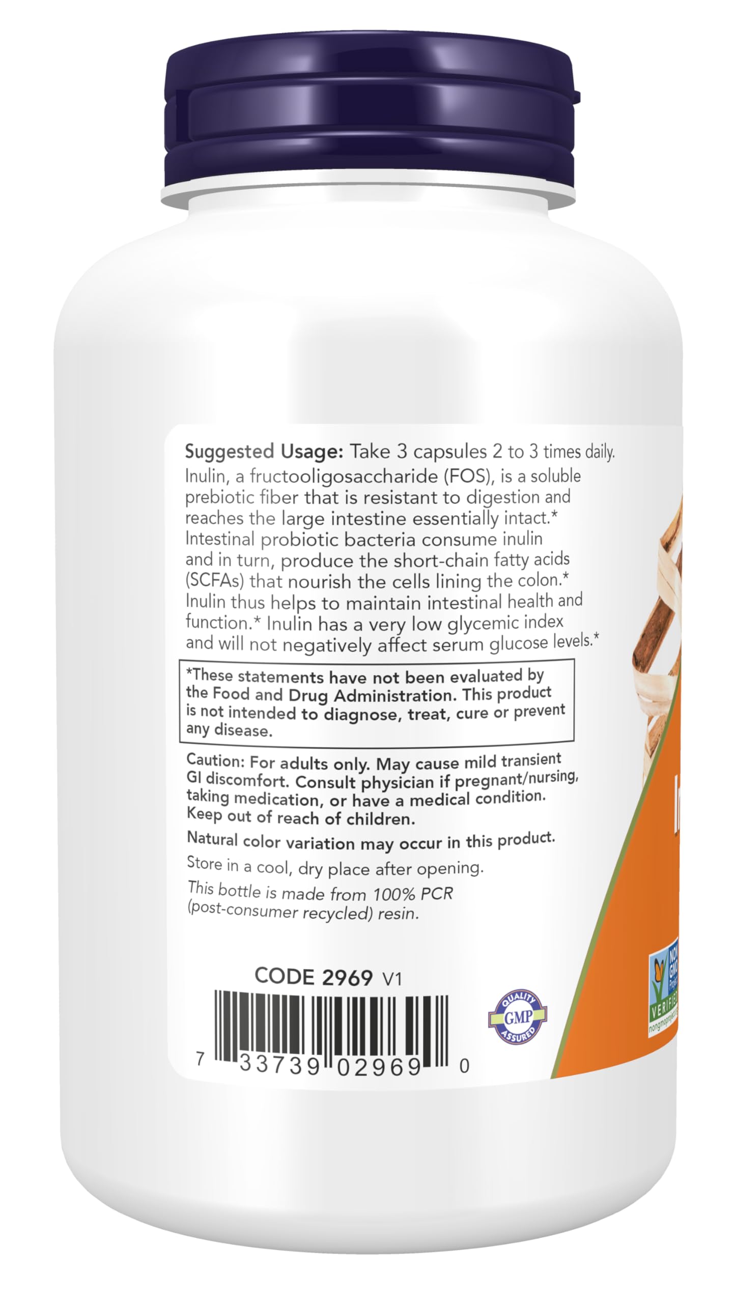Now Supplements, Prebiotic Inulin Fiber, 180 Veg Capsules — Amazon image 3