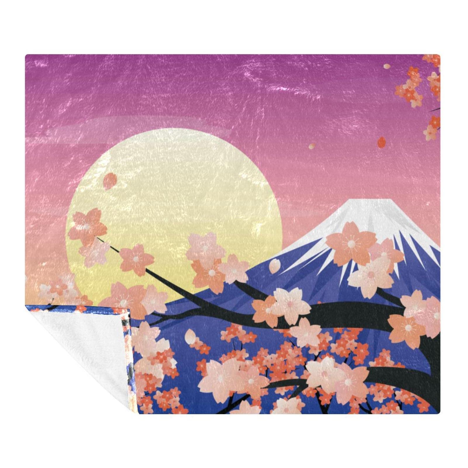 Couverture Polaire Décorative Motif Japon Paysage pour Canapé Élégant