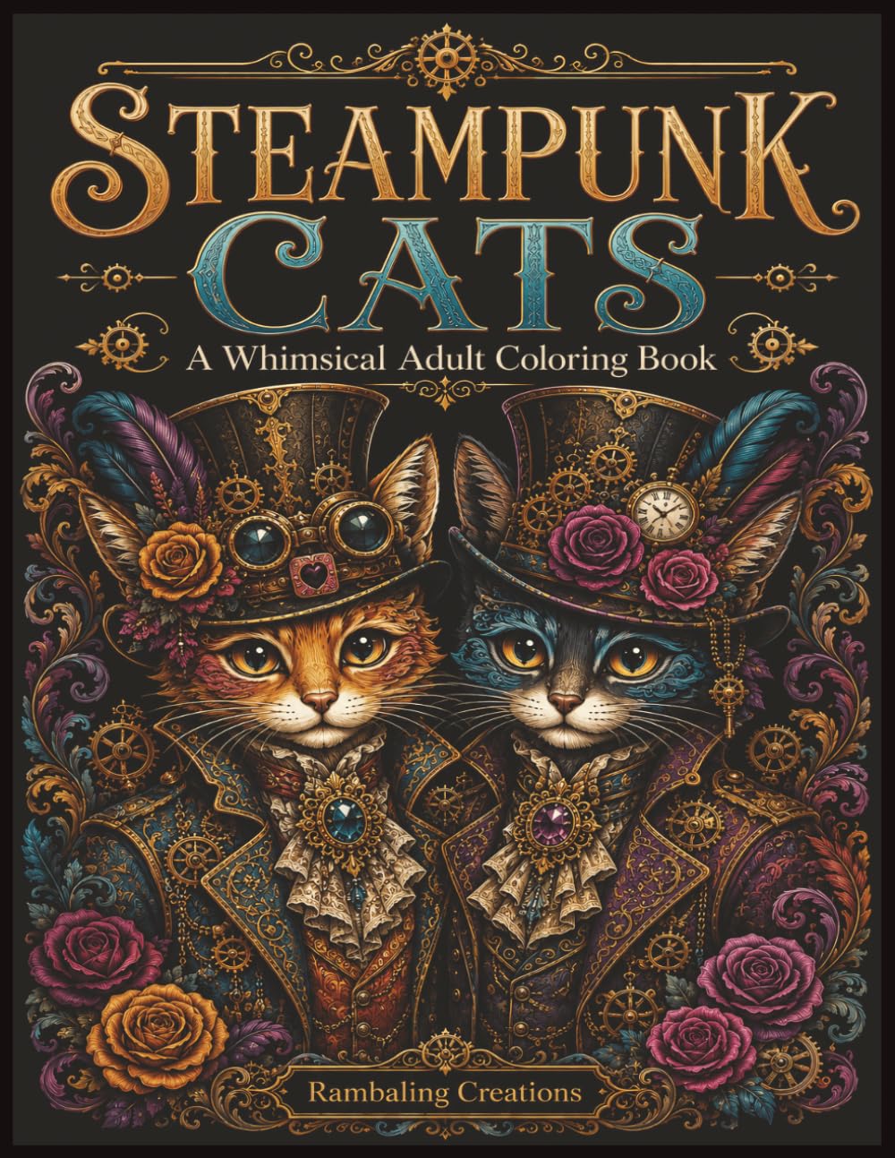 The Steampunk Cats: Adult Coloring Book (Rambaling Creations Adult Coloring Books)