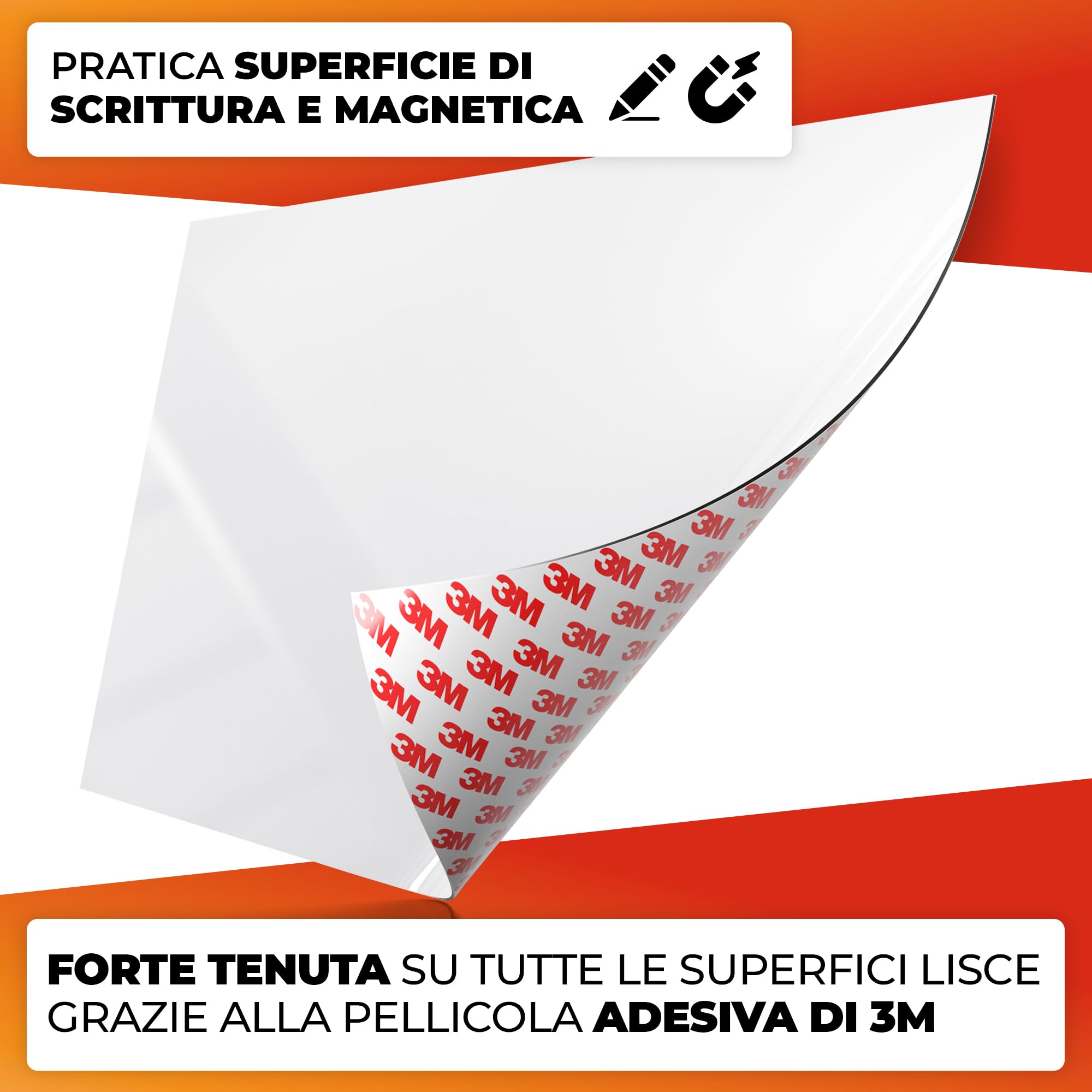 Foglio per lavagna bianca 40x60cm - foglio magnetico 3M autoadesivo - foglio per lavagna magnetica - ferro foil bianco - foglio per lavagna bianca incl. 4 pennarelli, cancellino e 4 spilli