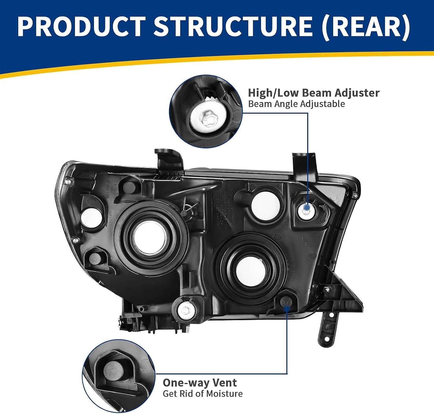 AUTOSAVER88 Headlight Assembly Compatible with 2007-2013 Tundra / 2008 2009 2010 2011 2012 2013 2014 2015 2016 2017 Sequoia Headlamp Replacement Black Housing Amber Reflector Clear Lens