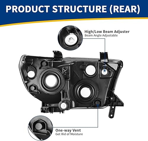 Miniatura 4 de AUTOSAVER88 Conjunto de faros delanteros compatible con Tundra 2007-2013 / 2008 2009 2010 2011 2012 2013 2014 2015 2016 2017 Reemplazo de faros OE