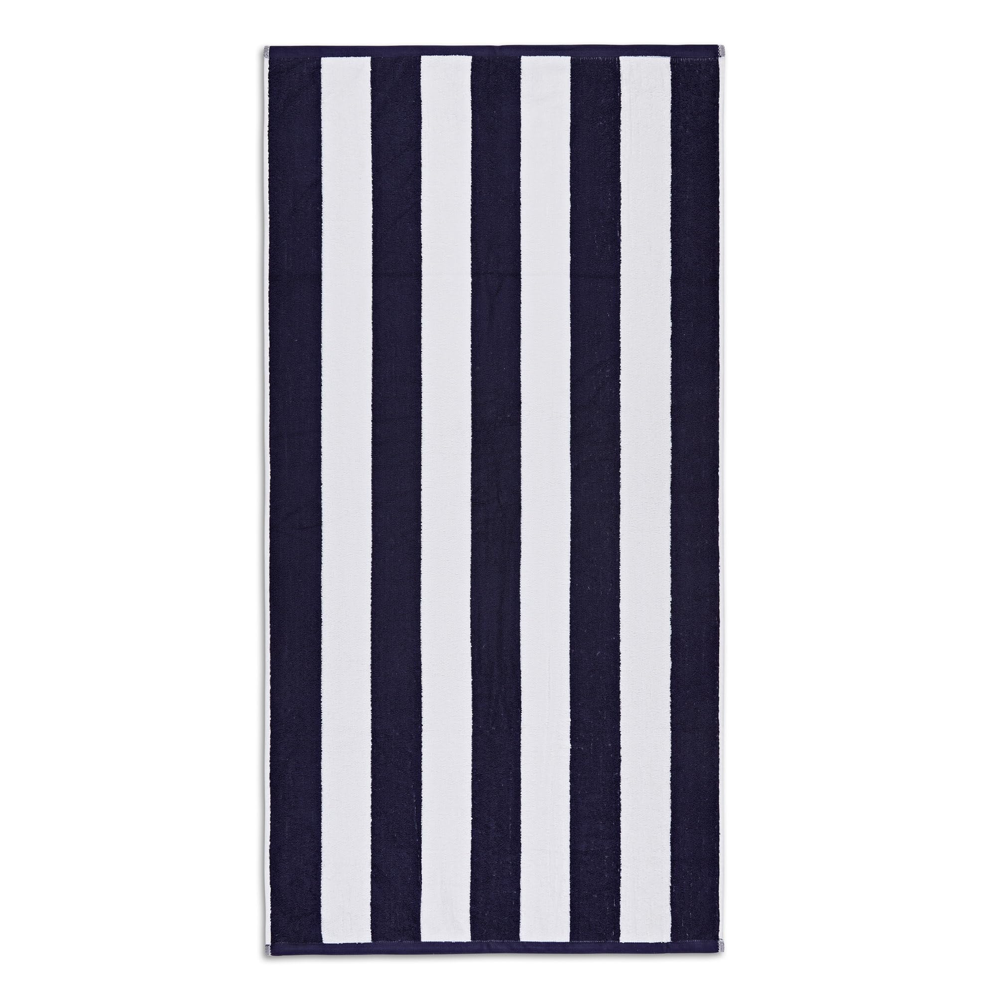 La Maison Cabana Stripe Beach Towels 100% Cotton 70cm x 150cm Large Pool Towel Absorbent Supersoft Quick Dry Sand Proof Beach Towel Holiday Yoga Gym Swimming Towel (2, Navy Blue)