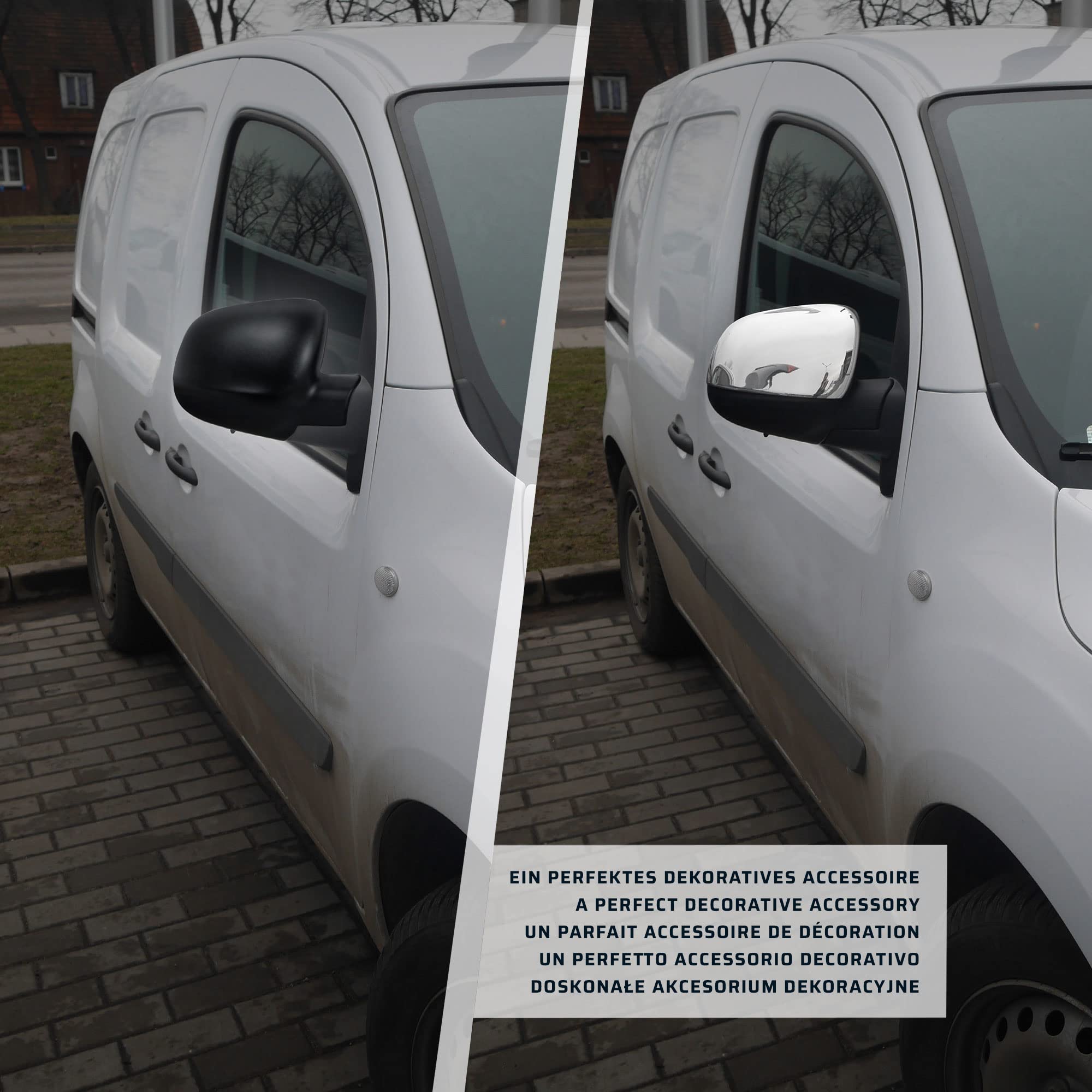 CHROMEMASTER | Nakładki na Lusterka Zewnętrzne | Kompatybilne z Mercedes Citan W415 2012-2021 | Stal nierdzewna; Osłony Lusterek to Niepowtarzalny Wygląd Auta i Ochrona Przed Uszkodzeniem
