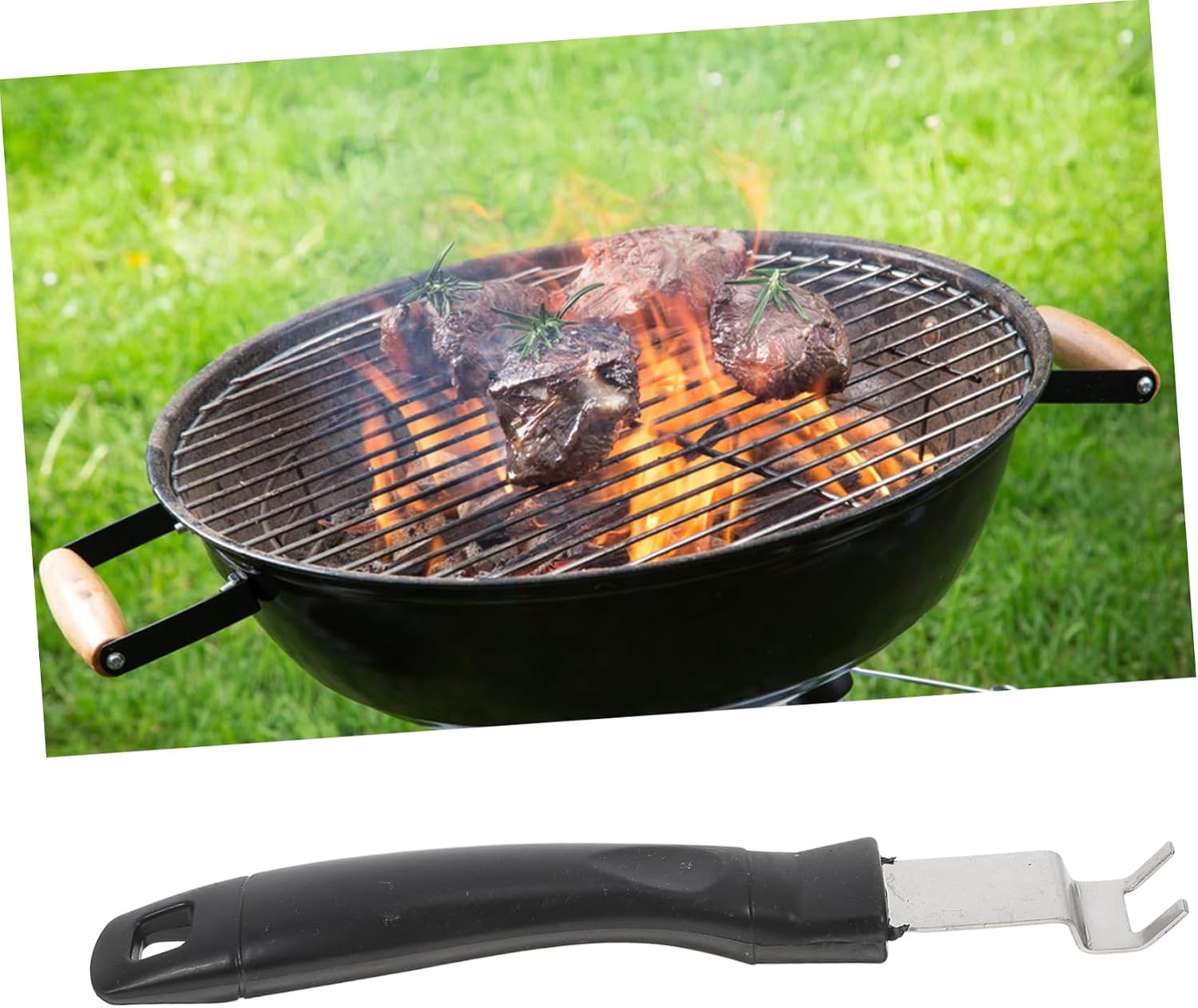 MERRYHAPY 2pcs Stainless Steel BBQ Grate Lifter Tool with PP Handle