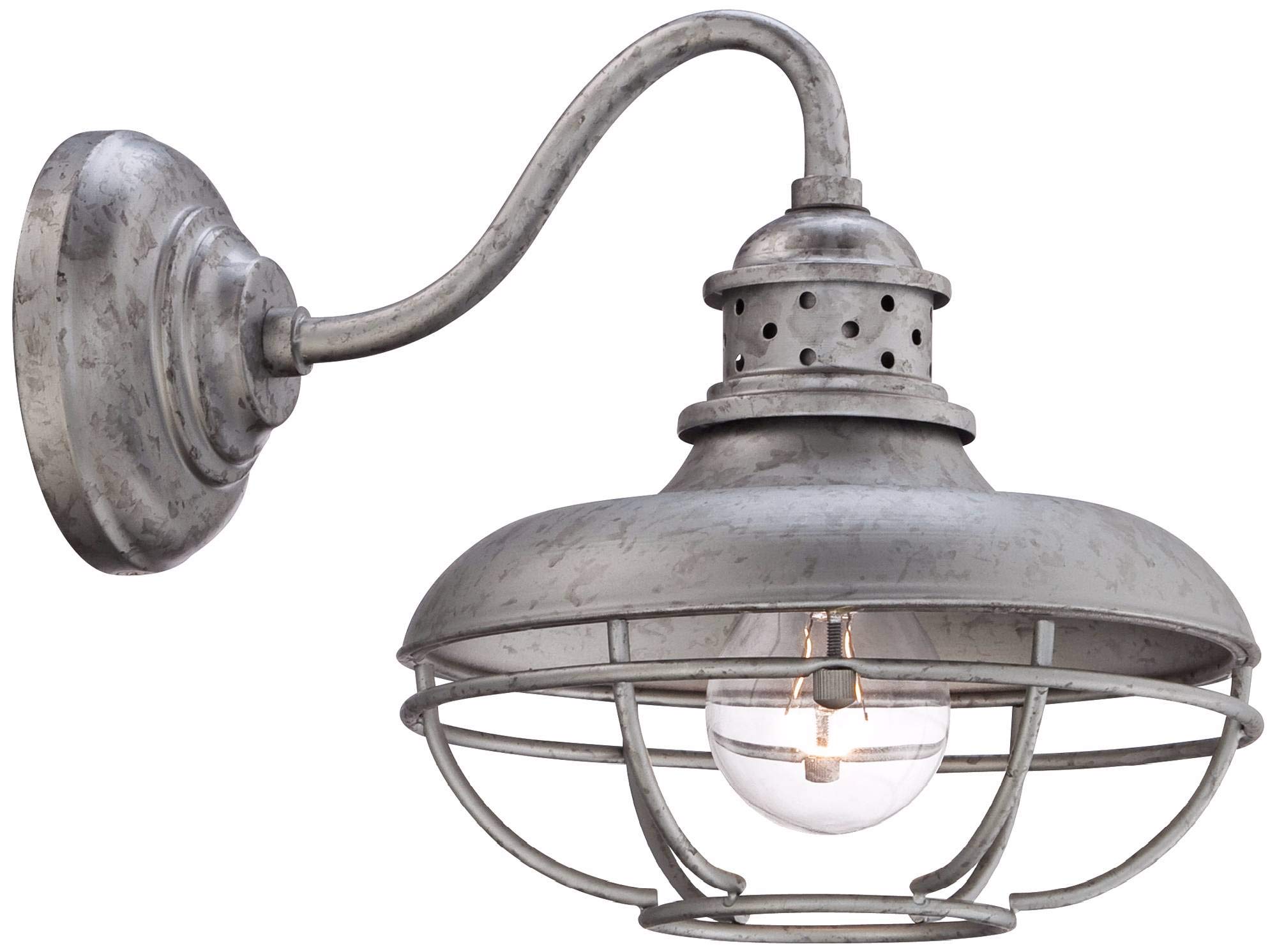 Franklin Park Rustic Industrial Outdoor Barn Light Fixture Galvanized Steel Open Cage 9" Decor