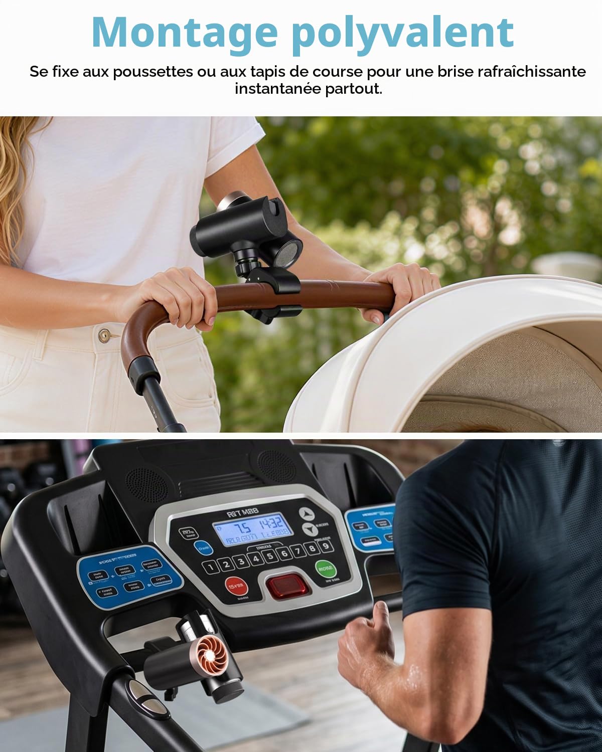 BoomBa Ventilateur portable avec pince pour Shark ChillPill - Ventilateur de refroidissement personnel 3-en-1 - Support réglable pour poussettes, vélos, chariots de golf, équipement de gym et plus