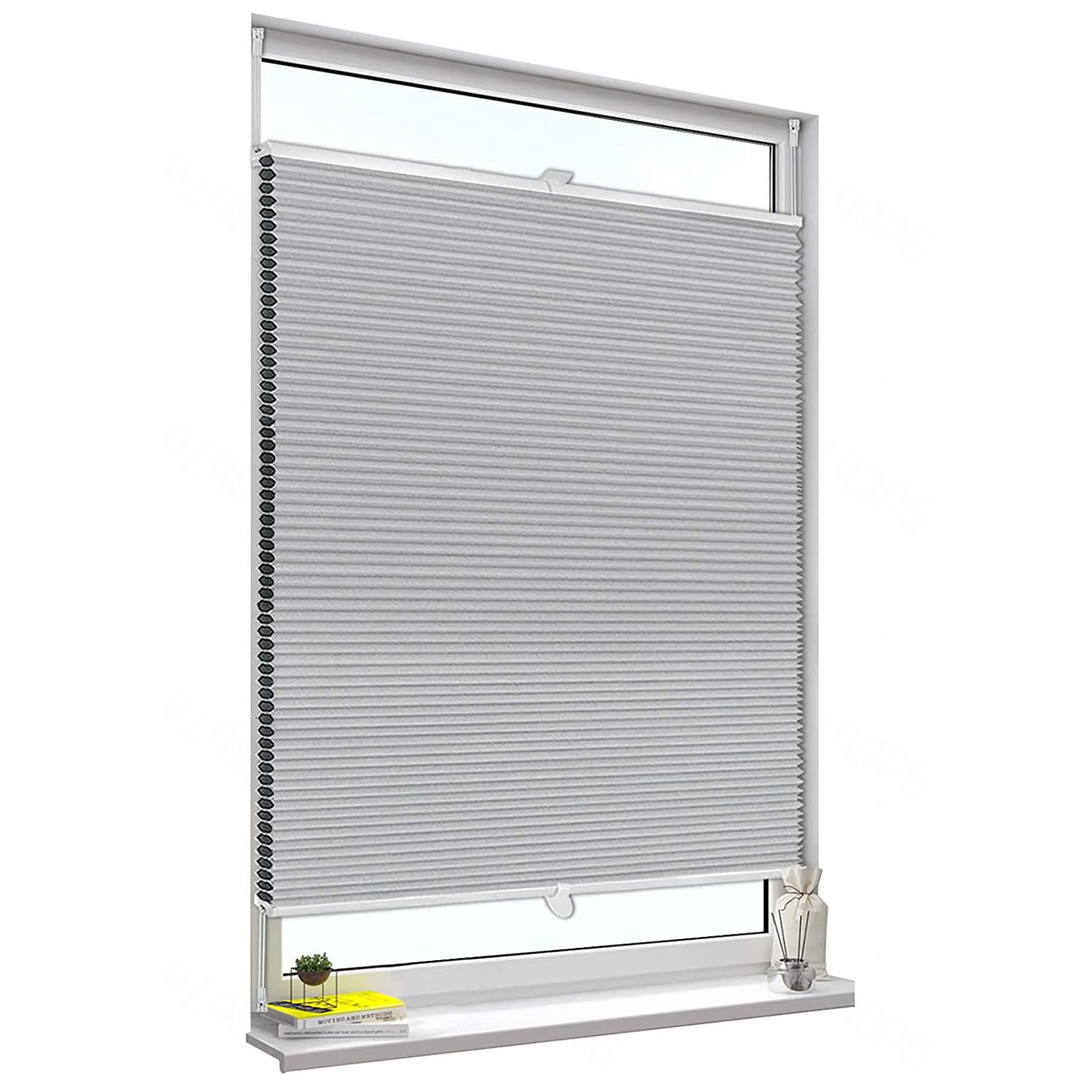 Dlly Grey Blackout Honeycomb Shades, Pleated Windows Blinds, Top Down Bottom Up Cellular Pleated Roller Shades, Honeycomb Blinds 20-120Cm Wide,-55X100cm/21.7 * 39.4In