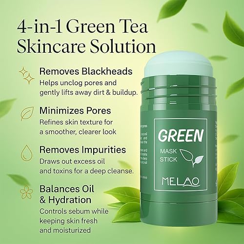 Miniatura 3 de Mascarilla de té verde, removedor de puntos negros, paquete de 2 unidades, mascarilla de limpieza profunda de té verde, removedor de cabeza negra