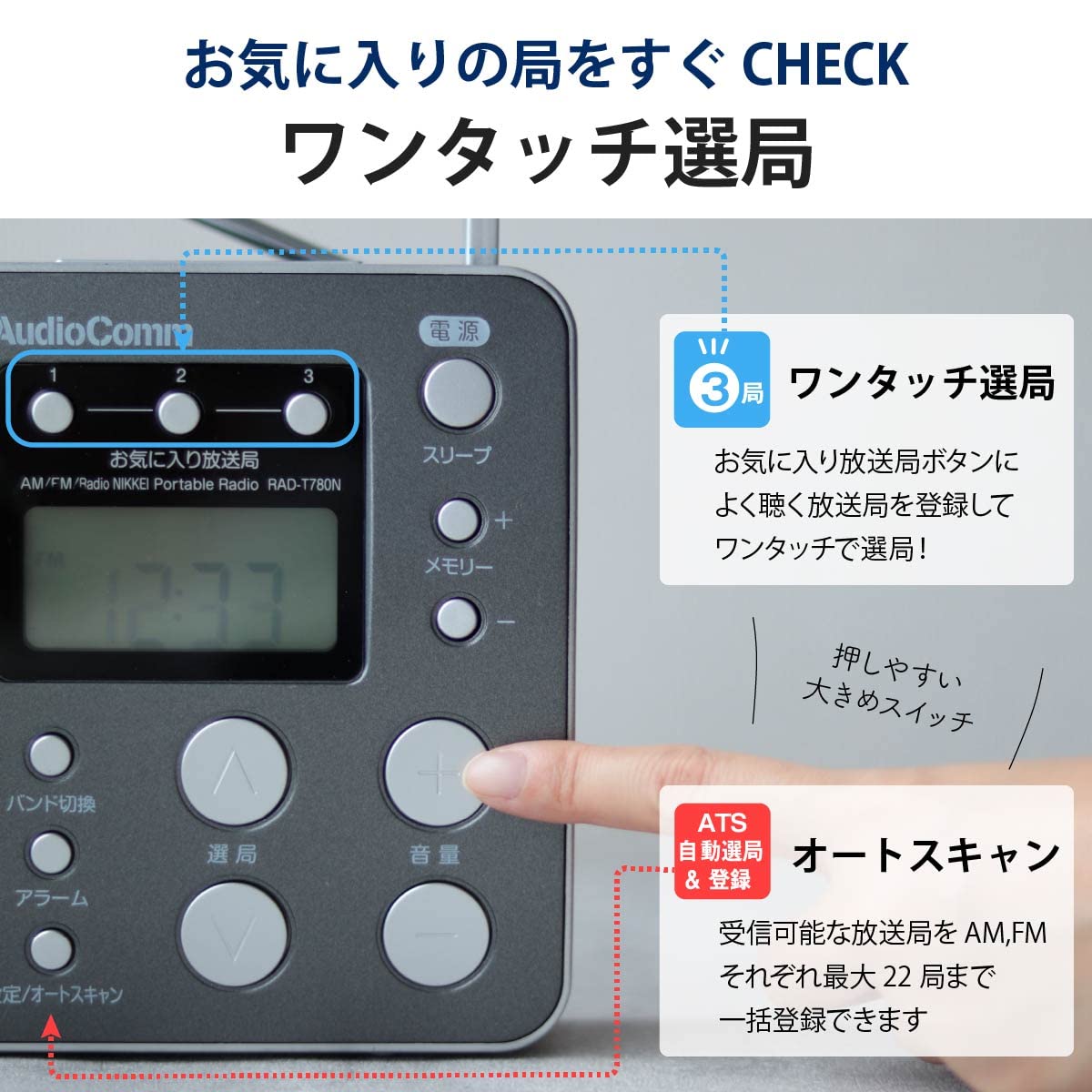 Amazon.co.jp: オーム電機AudioComm DSPポータブルラジオ ラジオNIKKEI