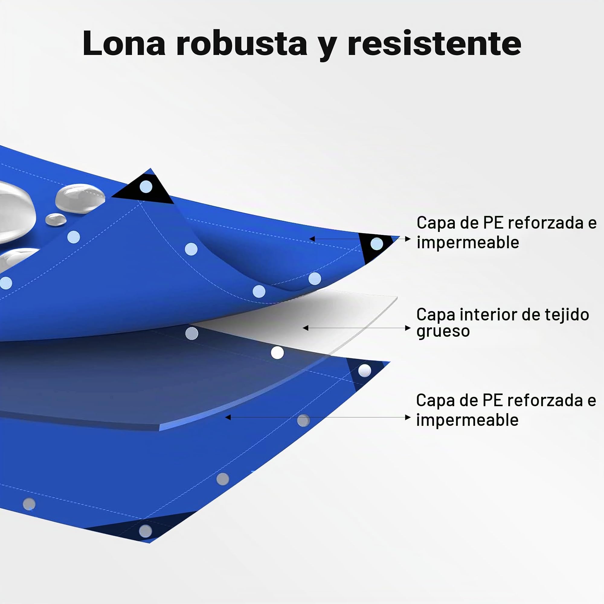 Wiltec Lona Impermeable Azul 7 x 6 m con Ojales de Aluminio, 240 g/m² Resistente a los Rayos UV, Moho y desgarro, de Polietileno con Bordes Reforzados, Ideal para Exteriores
