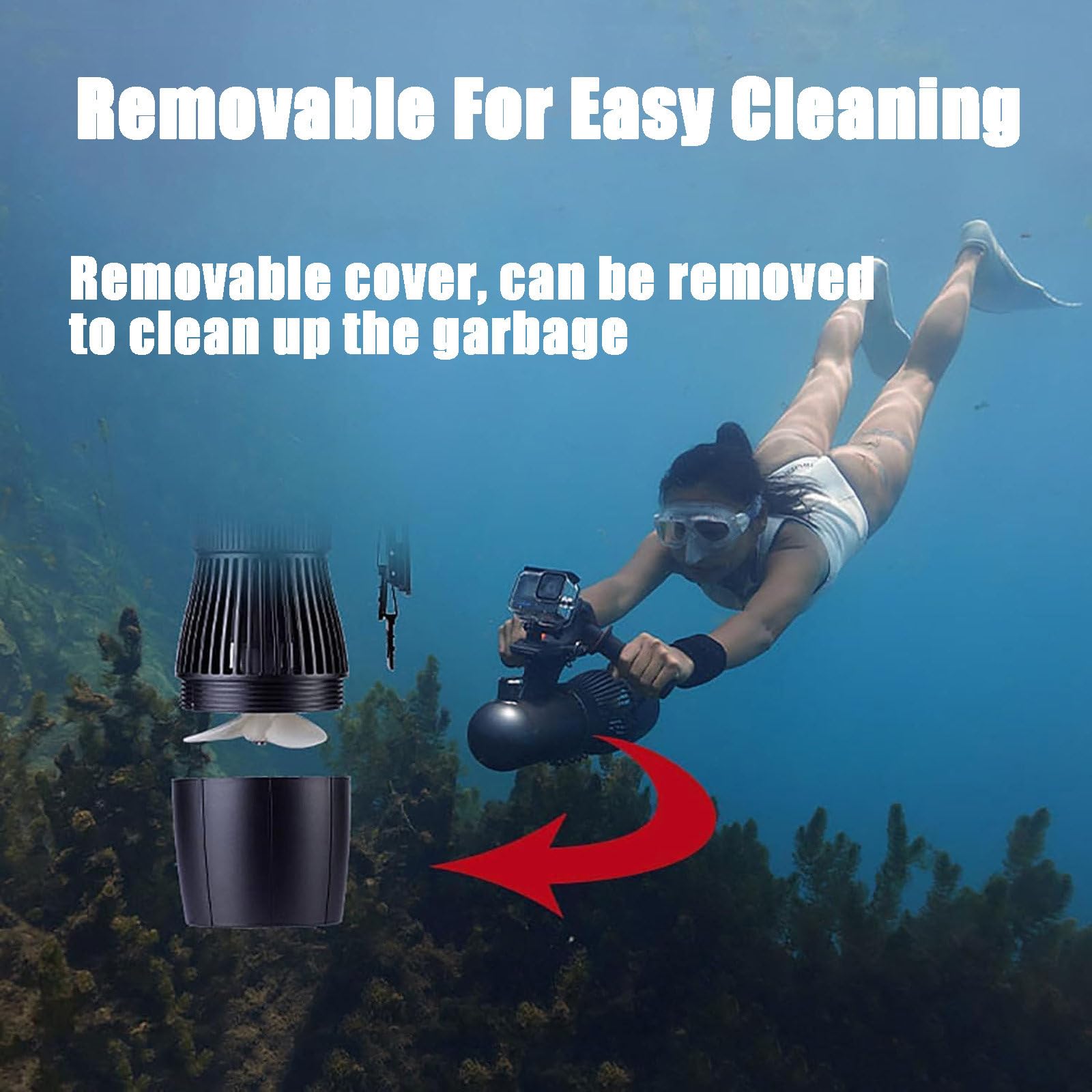 Set di propulsore elettrico subacqueo per immersioni, snorkeling e avventure in mare, potenza 700 W con batteria da 16000 mAh