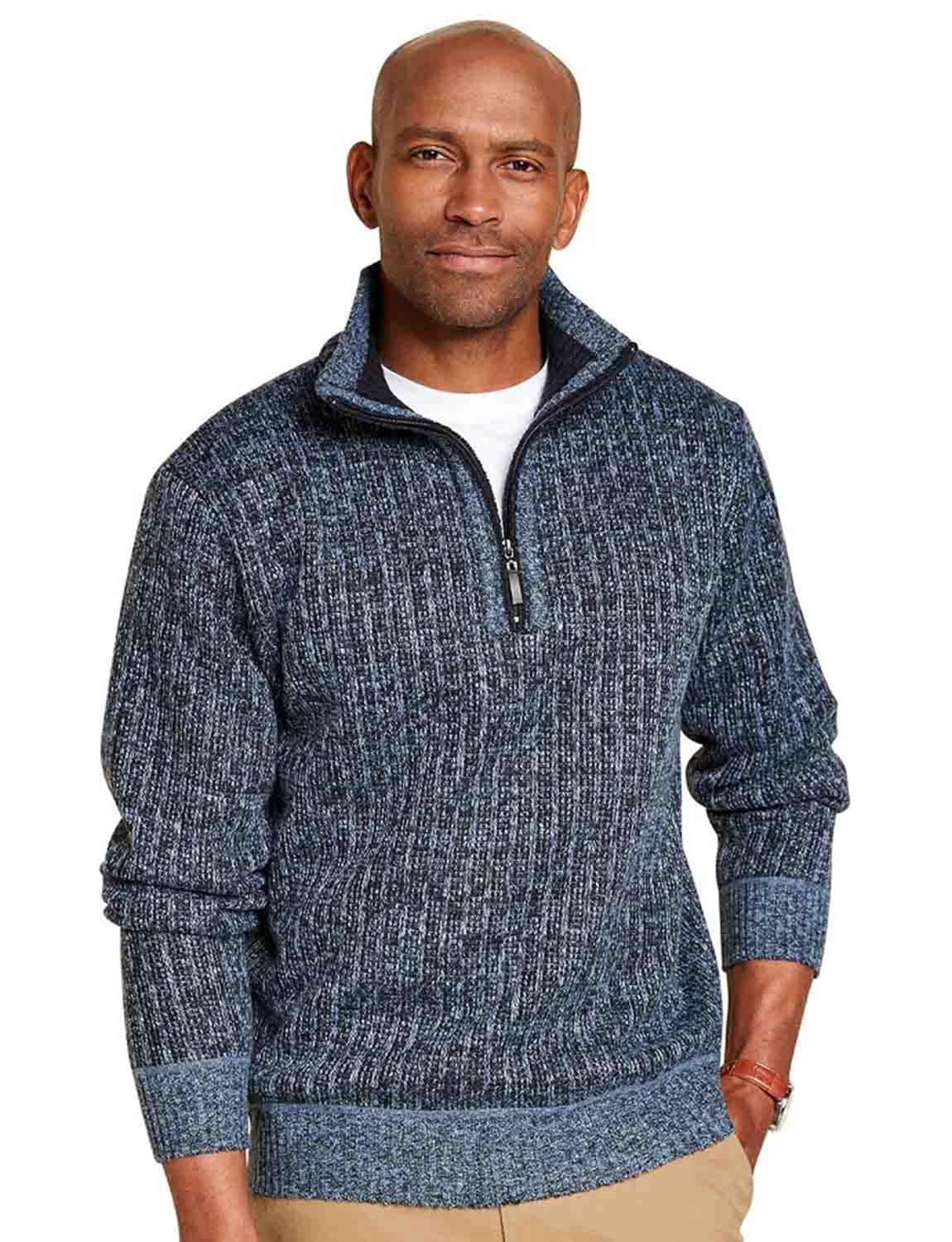 Pegasus Men's Denim 1/4 Zip Fleece Lined Knitted Top Xl