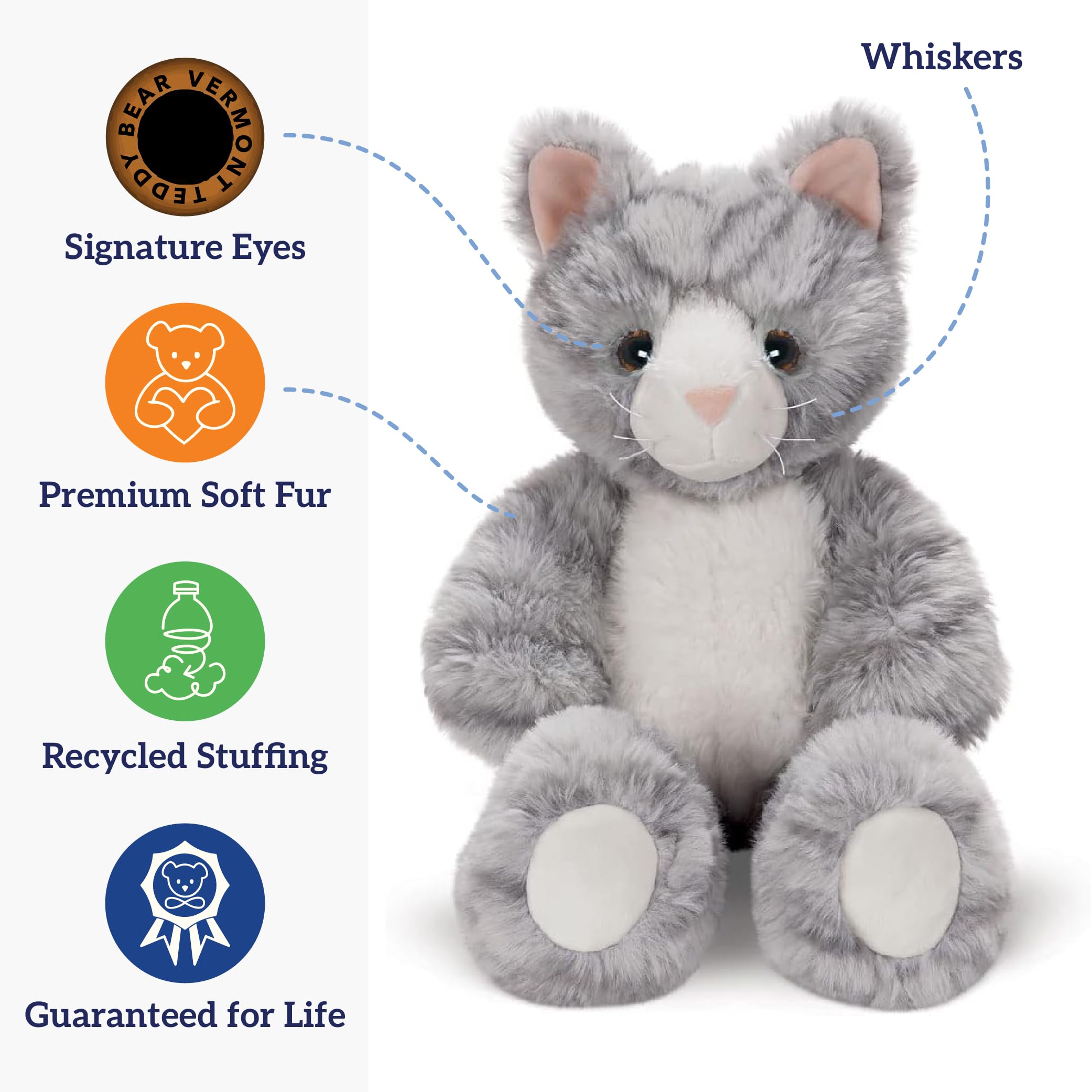 Amazon.com: Vermont Teddy Bear Kitten Stuffed Animal - Gray Kitty