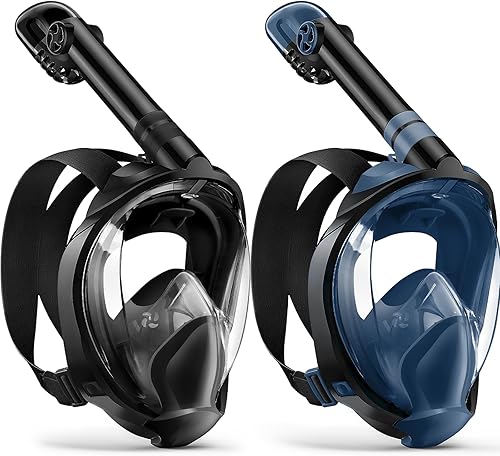 Zenoplige Máscara de esnórquel de cara completa para adultos, equipo de esnórquel seco con soporte para cámara, máscara panorámica plegable de 180