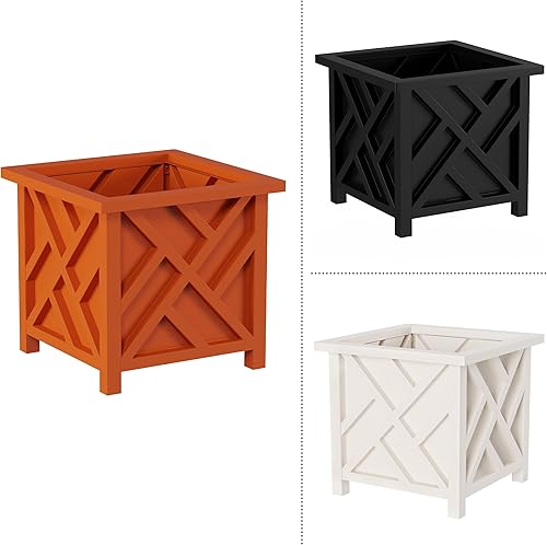 Miniatura 6 de Pure Garden - Paquete de 2 macetas con diseño de celosía, maceta de 14.75 pulgadas para flores o plantas en exteriores, decoración de porches,