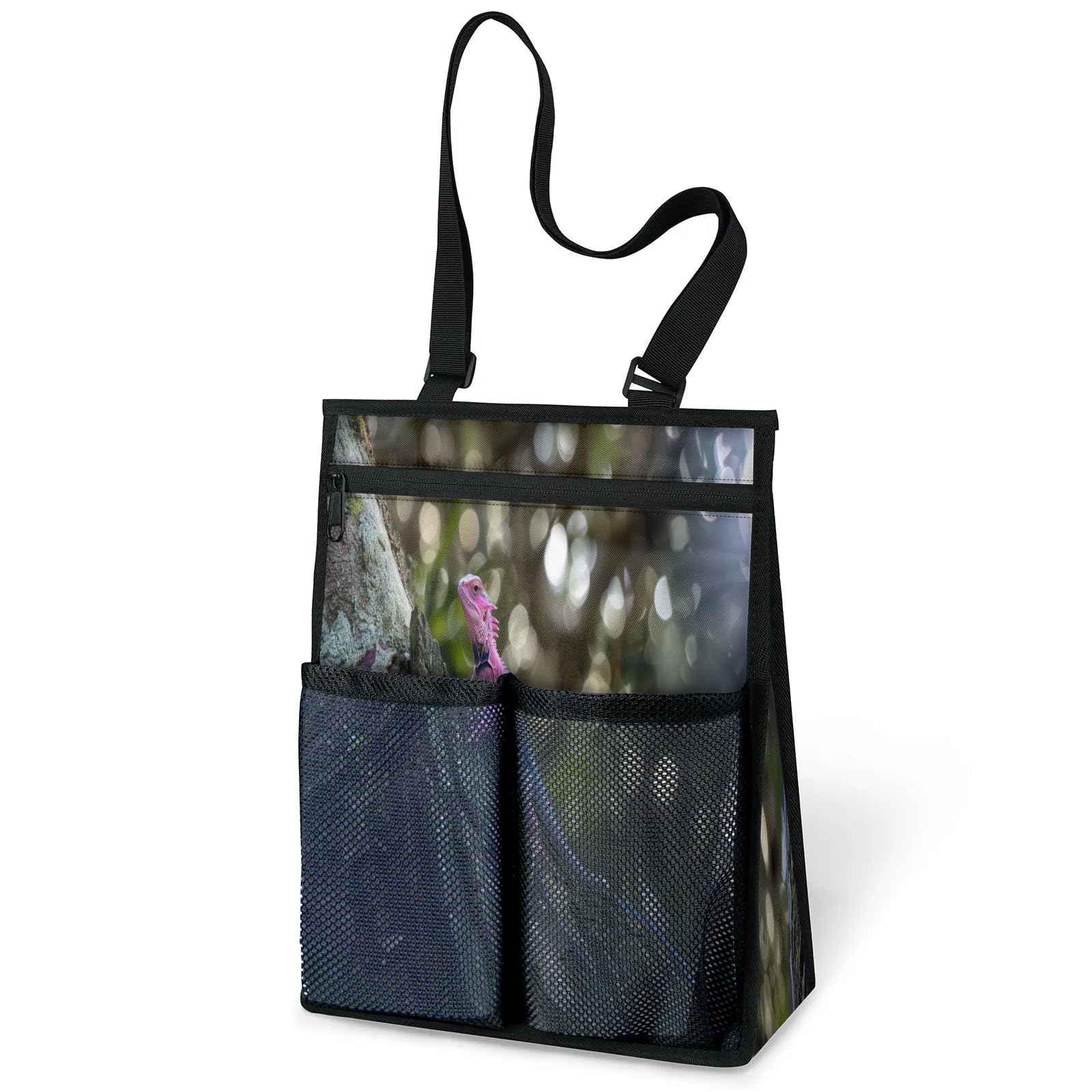 Ourtheme Animal Lizard Portable Shower Bag for Travel Gym Camp Beach Tote Shower Caddy Bags Hanging Toiletry Organizer