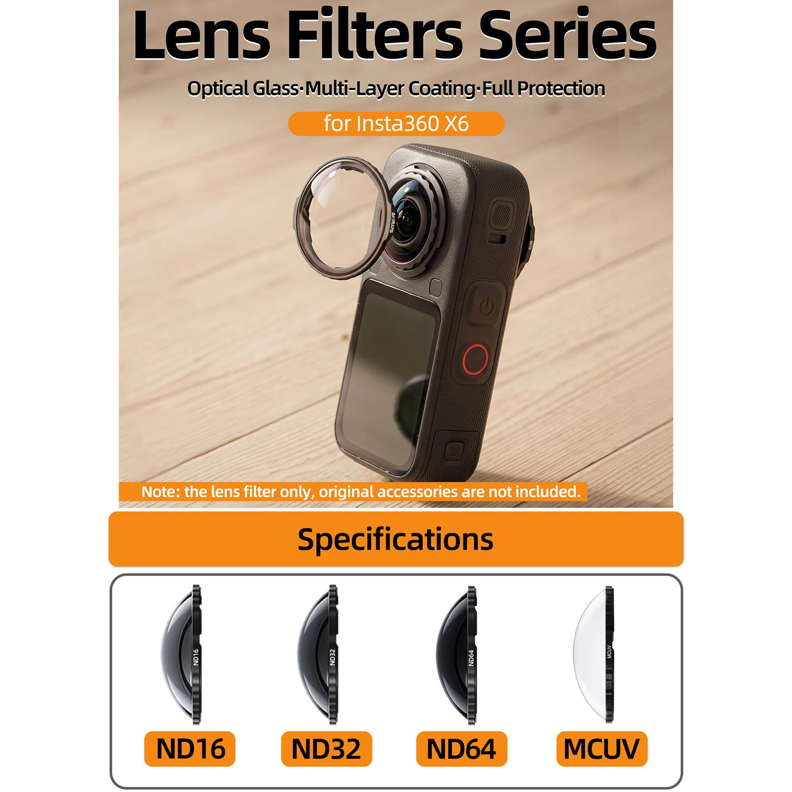 MCUV/ND16/ND32/ND64 Filter-Set, kompatibel mit Insta360 X6 Action-Kamera