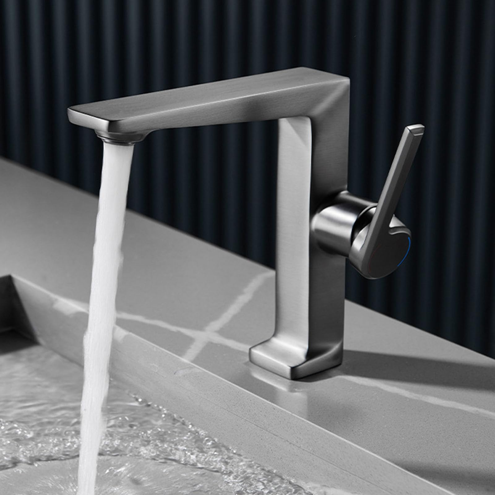Grifo Lavabo Moderno de Laton Grifo de Baño Monomando agua Caliente y agua Fria Gris Pistola