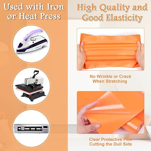 Miniatura 5 de Rollos de vinilo de transferencia de calor, vinilo HTV para planchar de 12 pulgadas x 24 pies para camisas, compatible con todas las máquinas de