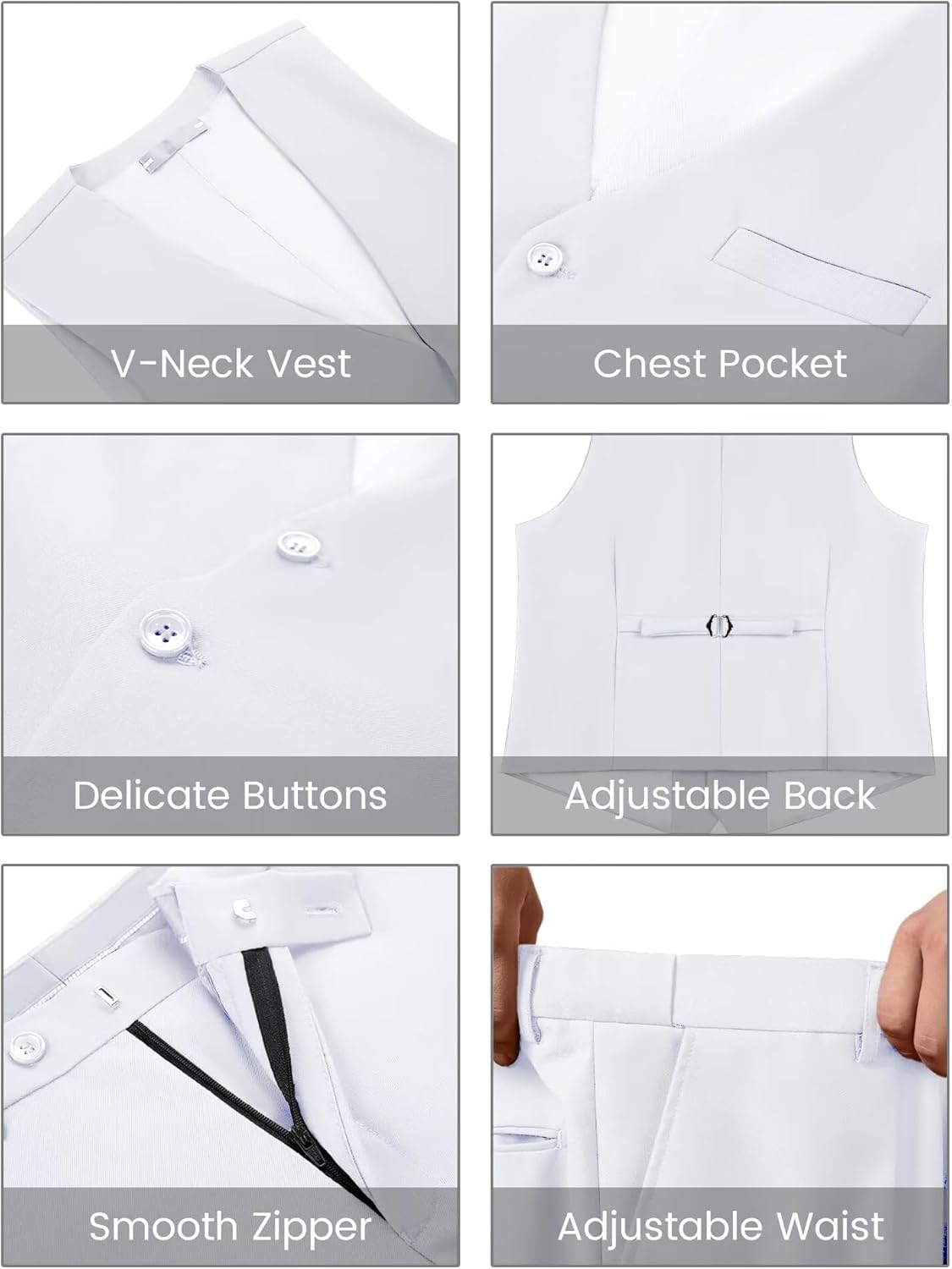 Men's 3 Piece Slim Fit Suit Set, Two Button Blazer Solid Suit Jacket Vest Pants Tuxedo Set for Wedding Prom