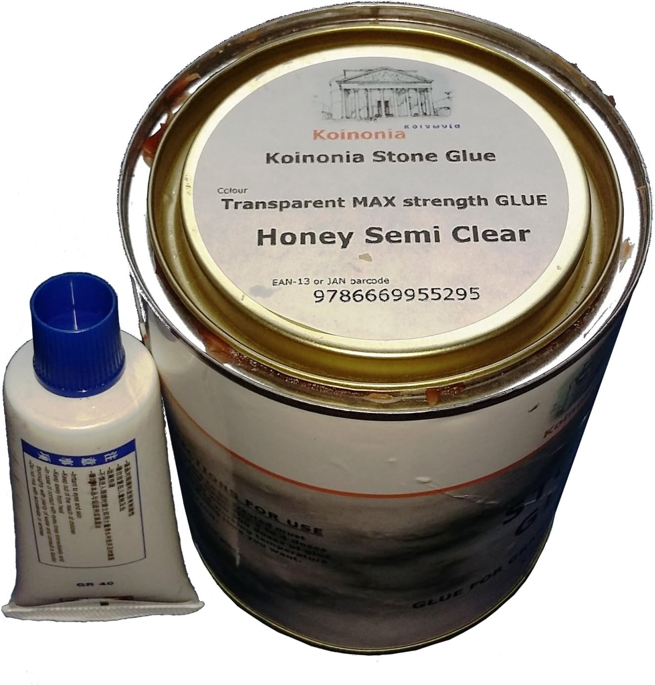 Stone Glue 1ltr Adhesive Polyester Resin & Hardener semi Transparent (Honey Clear)