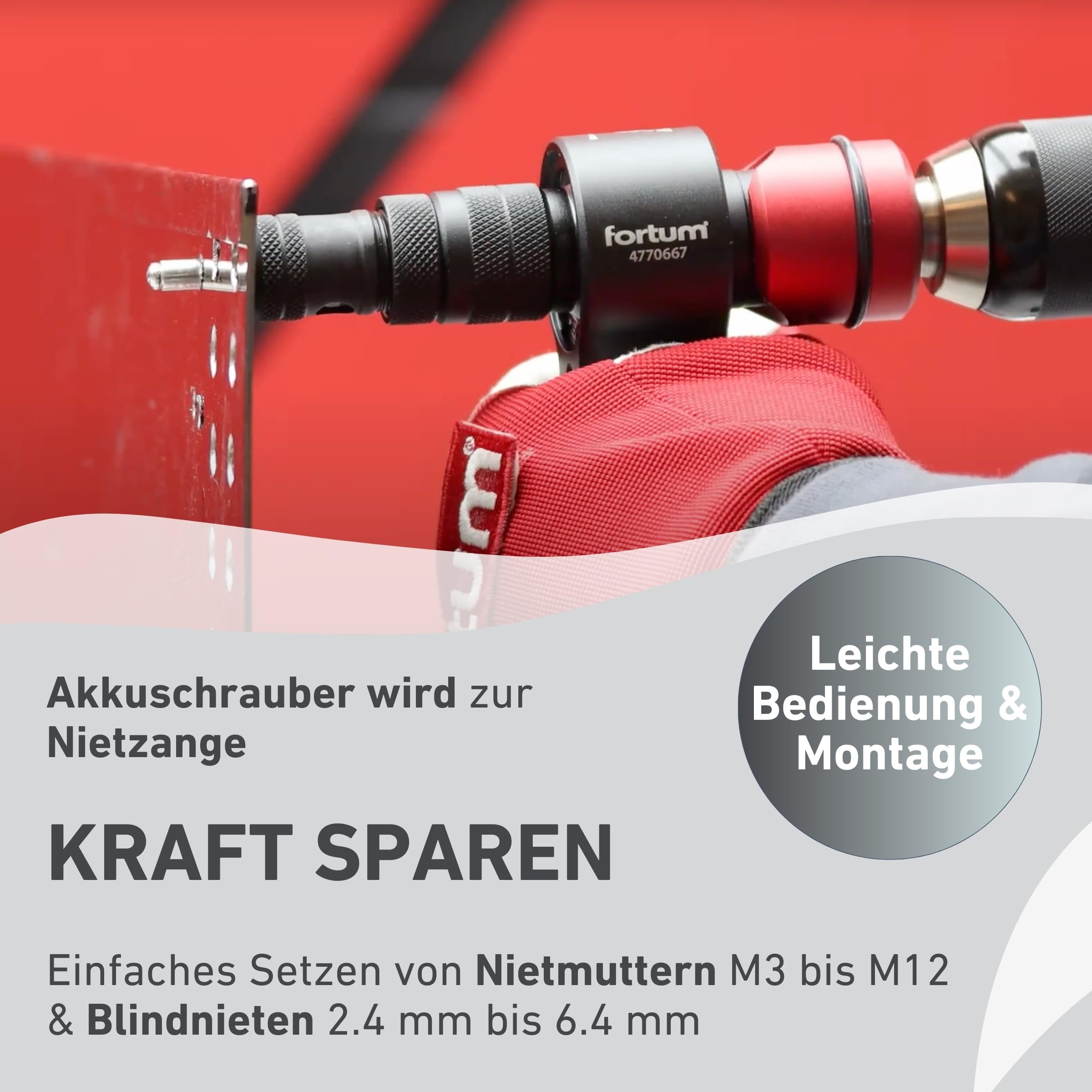 2-in-1 Nietaufsatz für Akkuschrauber & Bohrmaschine I Nietgerät für Blindnieten & Nietmuttern aus Alu, Stahl & Edelstahl I Blindnietvorsatz für 2,4-6,4 mm Nieten + M3-M12 Niet-Muttern