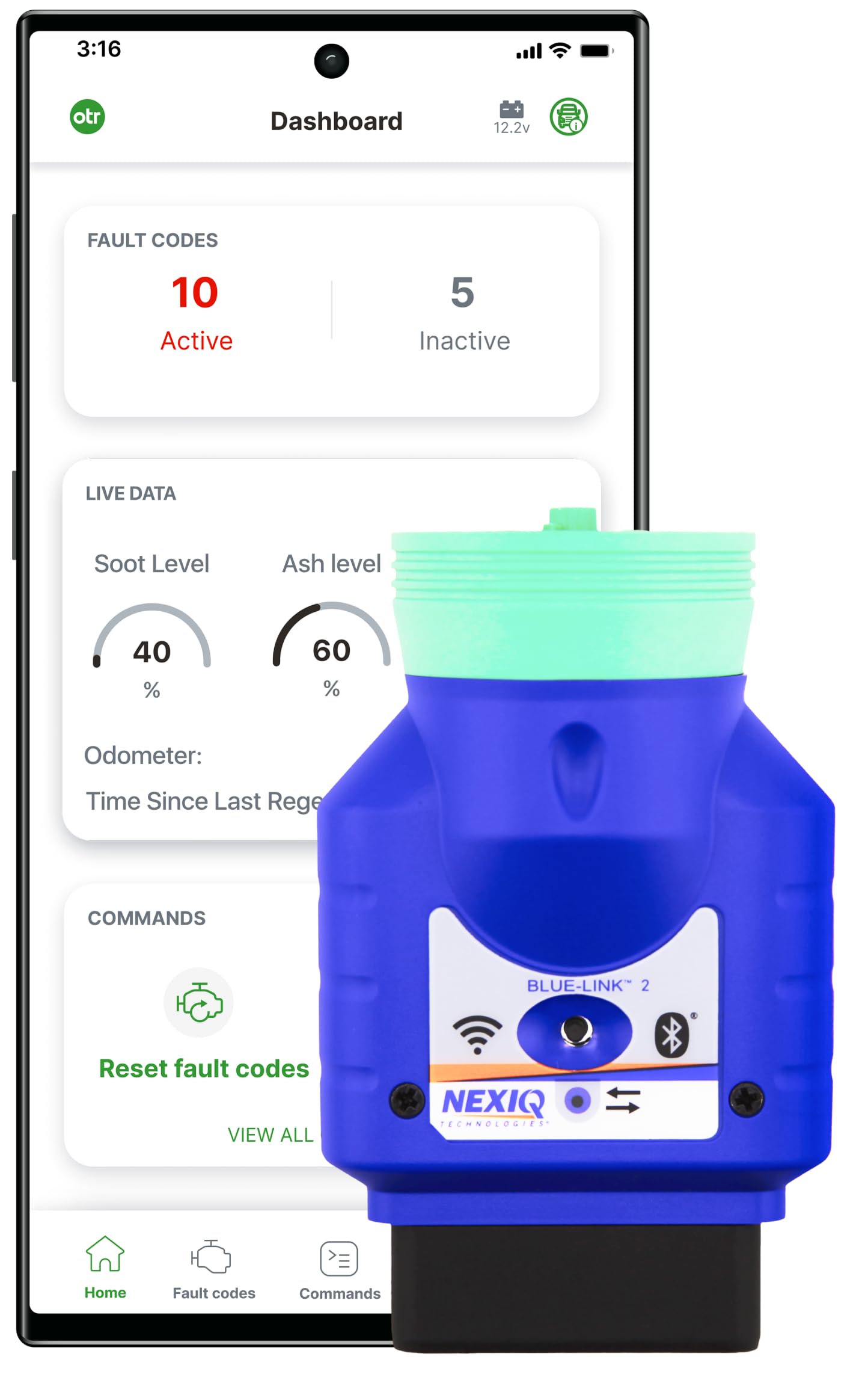 OTR Diagnostics Heavy Duty Scan Tool: Forced DPF Regen, Read/Reset Fault Codes, Live Data, Bi-Directional Commands, Fault History. iOS/Android, 1-Year Subscription, Premium Support Included.