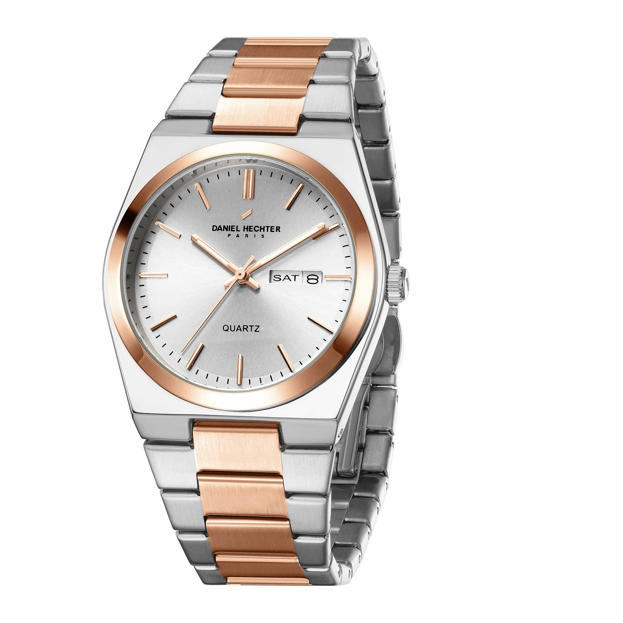 Daniel Hechter Paris Avenue Hoche Collection Modern Analog Watch for Men with Round Dial and Stainless Steel Band-DHM1004 (Rose Gold)
