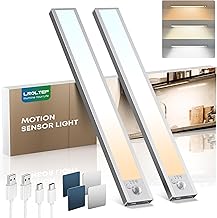 LROLTEF Schrankbeleuchtung Led Lampe mit Bewegungsmelder - 21cm 1500mAh 6500K 4000K 3000K 3 Farbtemperaturen Dimmbar Unterbauleuchte Küche Licht Treppenlicht Aufladbar Magnetische mit Sensor | 2 Stück