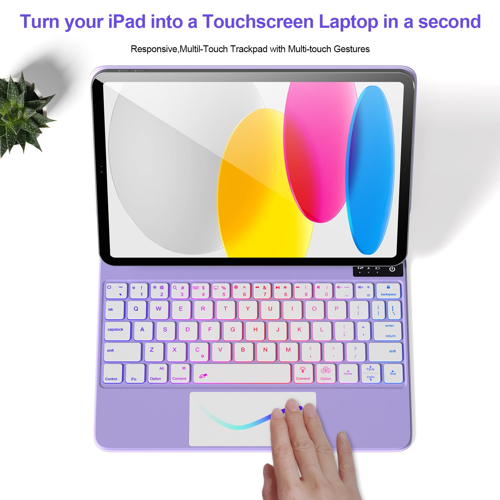 IVEOPPE Magic Keyboard für ipad 10. Generation & 11 A16 , Magnetische Freischwebende Design, Präzises Multi-Touch Trackpad für 10,9 Zoll / 11 Zoll, Lila