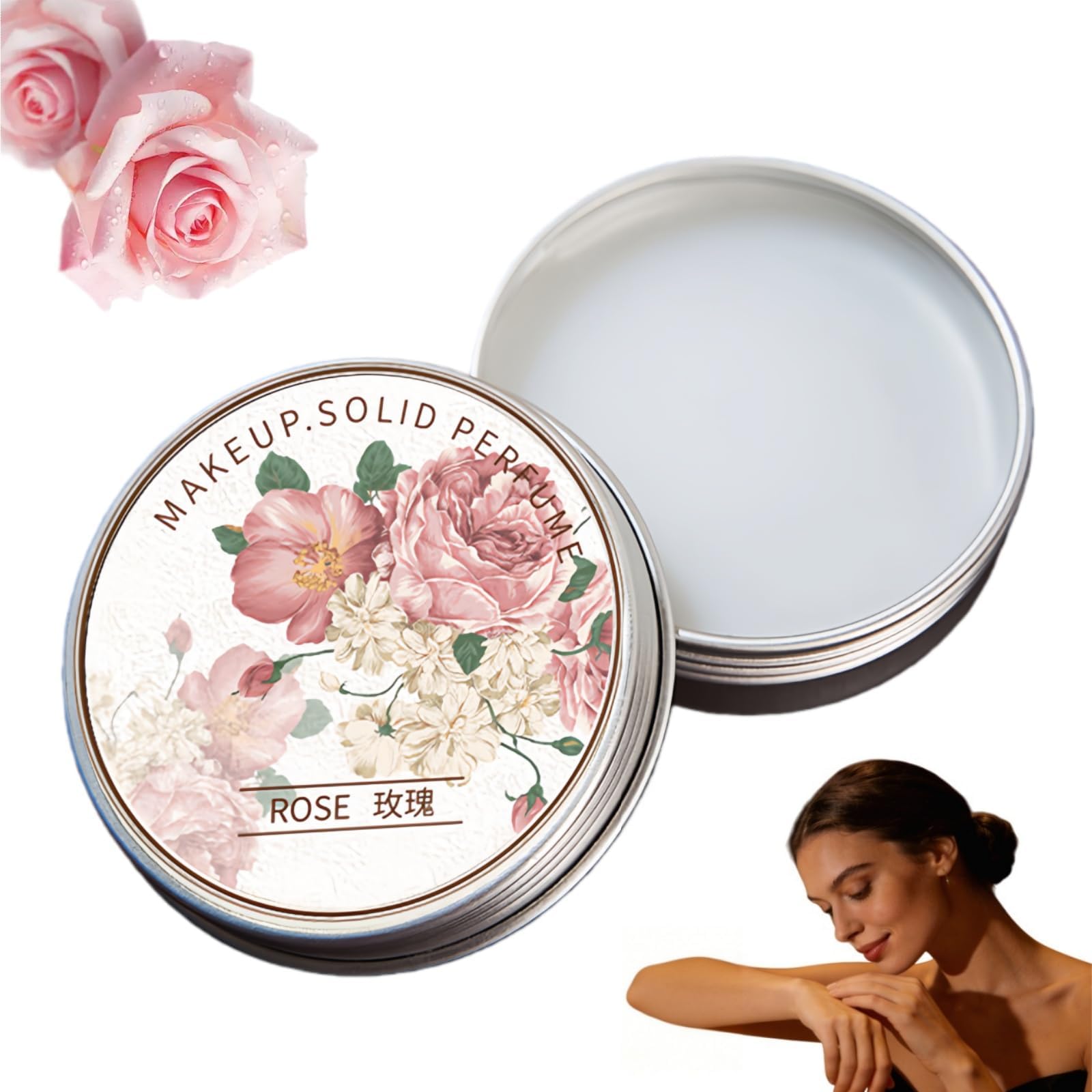 Solid Perfume Stick, Solid Perfumes for Women, Solid Balm, Natural Floral Perfume Stick for Women, Long-Lasting Pocket Balm Perfume Stick, Portable Travel Perfumes for Women's Fragrances (Rose)