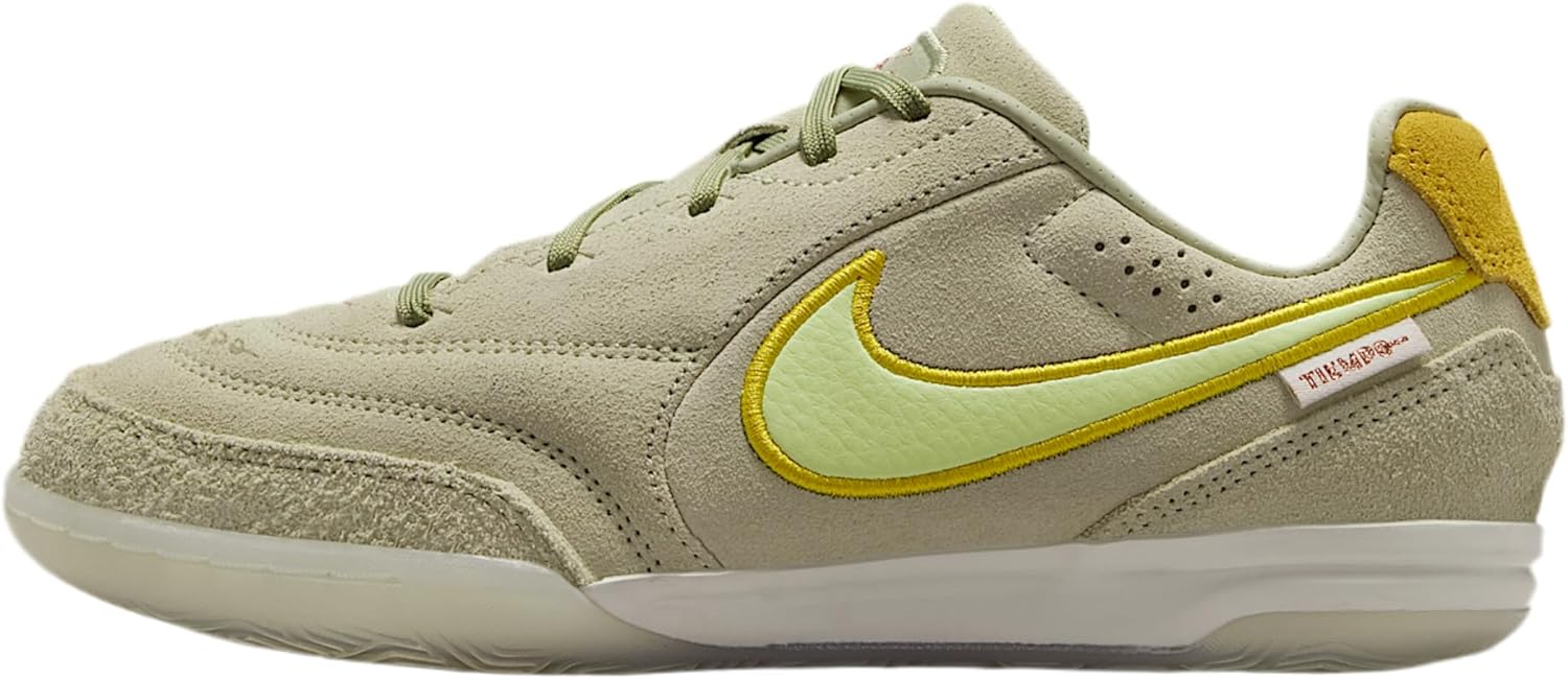 Nike Jr. Tiempo Streetgato LE Indoor/Court Low-Top Soccer Shoes (Olive Aura/Metallic Red Bronze/Light Liquid Lime)