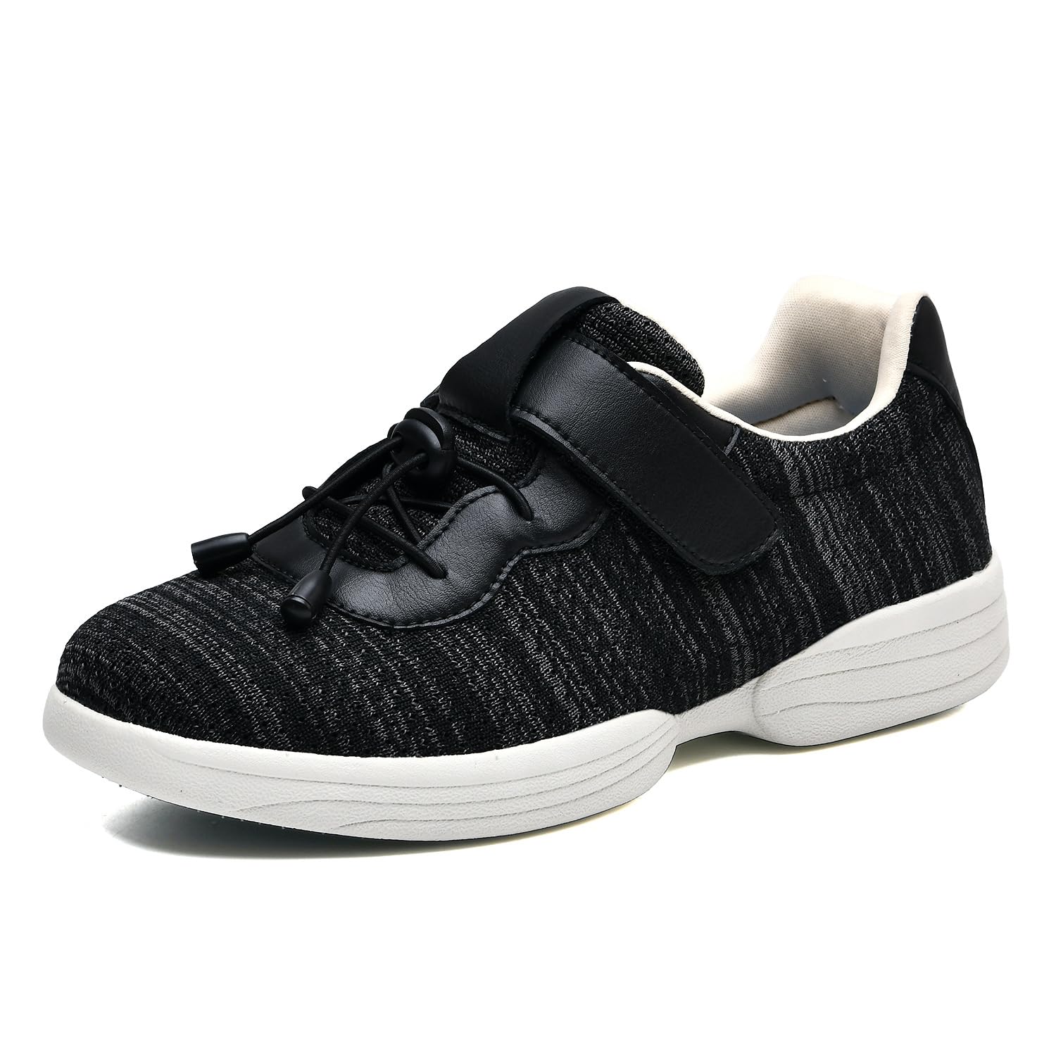 Bequeme Ödemschuhe für Senioren – Unisex-Sneaker mit einfachen Verschlüssen, breiter Zehenbox, leicht und rutschfest,Schwarz1,43