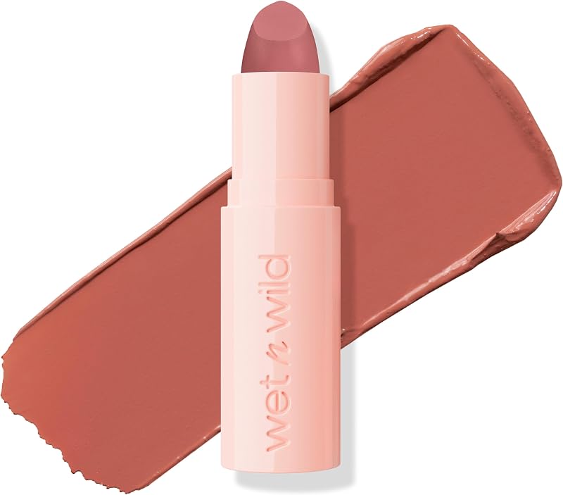 wet n wild Mega Last Rich Satin Lip Color, Rich Creamy Color with Satin Finish, Infused with Vitamin E & Moisturizing Argan Oil, Lightweight, Silky-Smooth, Vegan & Cruelty-Free - Hush Lil' Beige