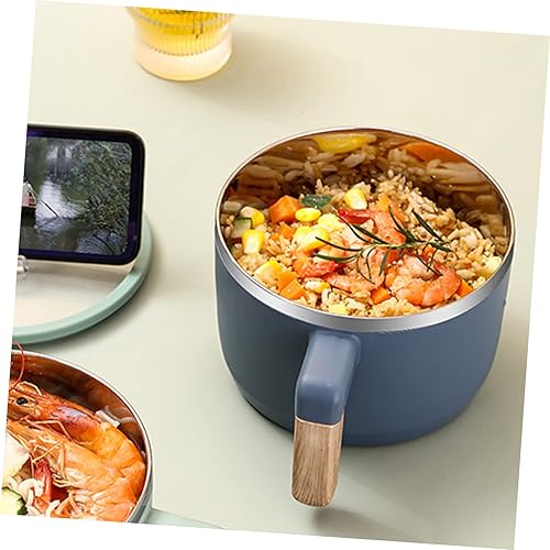 Miniatura 5 de Housoutil Tazón de fideos instantáneos con asa, tazas de sopa de acero inoxidable con asas, cuencos con tapas, cuenco de fideos para ramen, cuenco