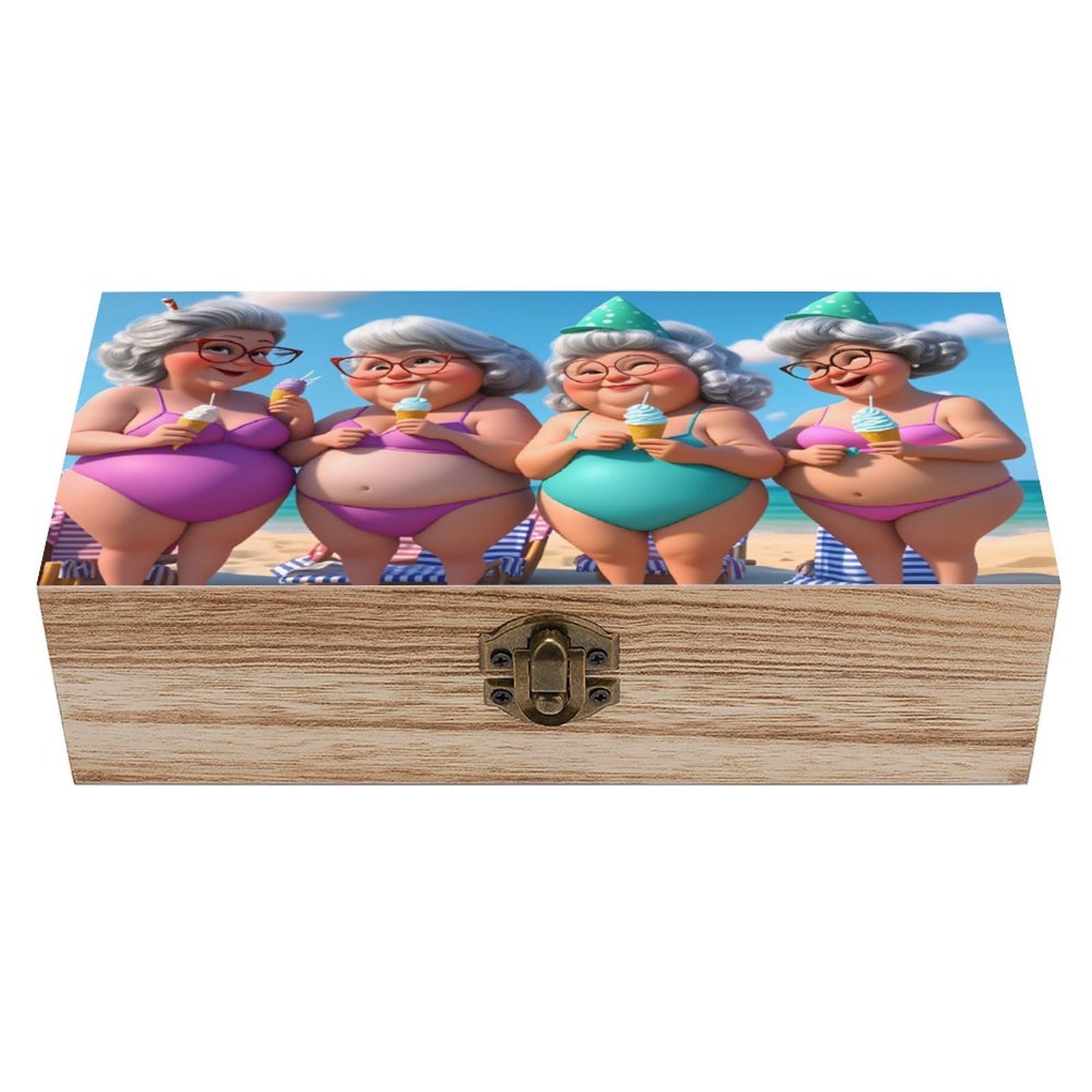 asbwuo Sunny Beach Vintage Wooden Keepsake Box