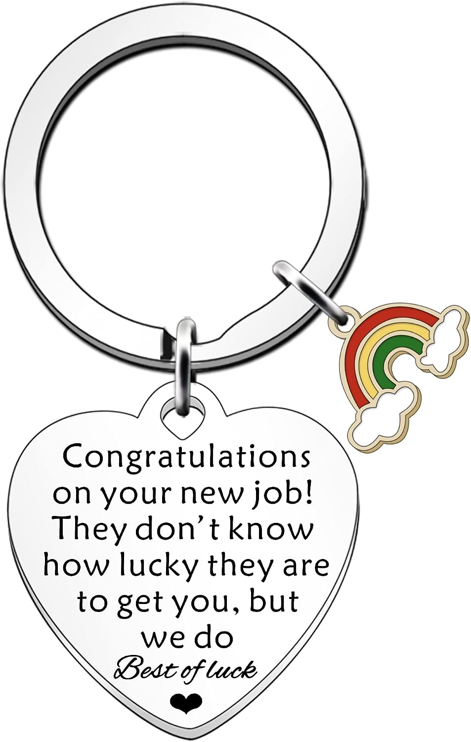 SDOFY Good Luck Gifts for Women - New Job Congratulations Keyring Leaving Presents for Colleagues, Silver