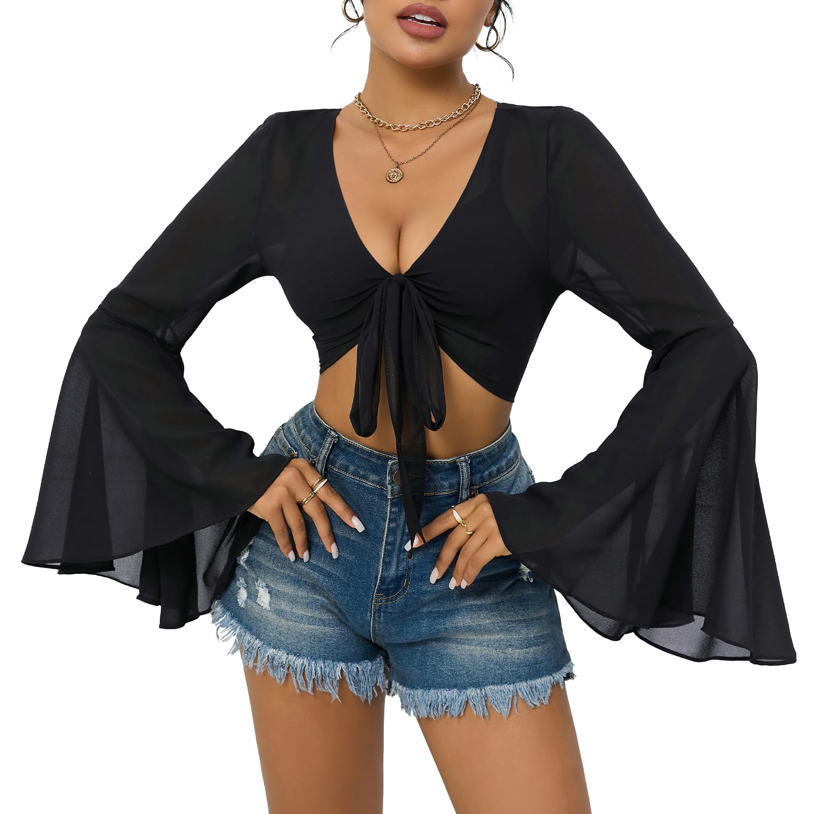 bell sleeve rave top