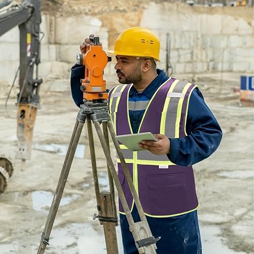 Miniatura 6 de Chaleco de seguridad reflectante de alta visibilidad con cremallera y bolsillos, color morado, talla M