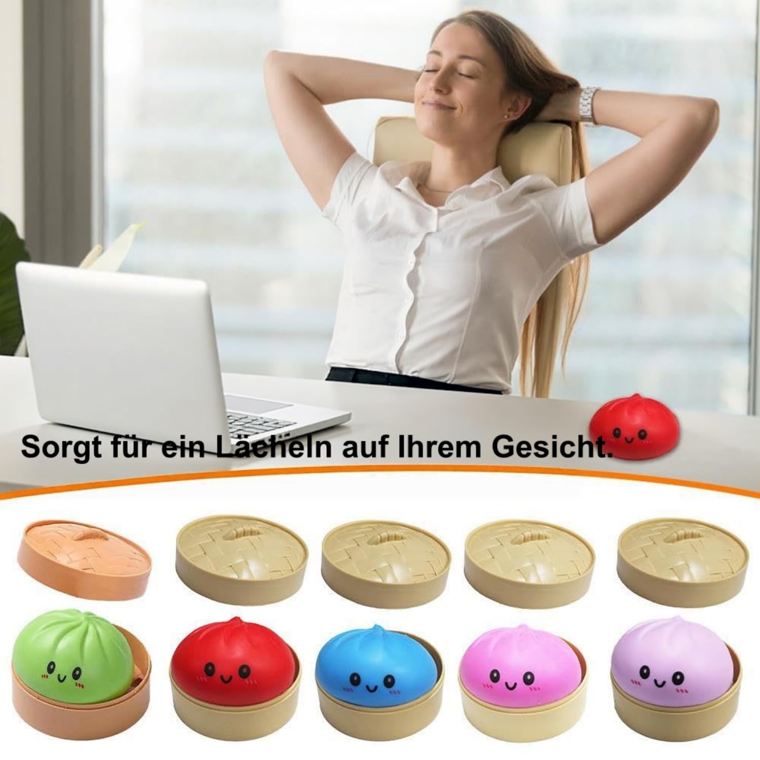Baozi antystresowy parowar z miękkiego tworzywa sztucznego – ugniatalny parowar z powolnym ustawianiem – kreatywna zabawka fidget do biura, szkoły i domu (kolor biały, zestaw 4 szt.)