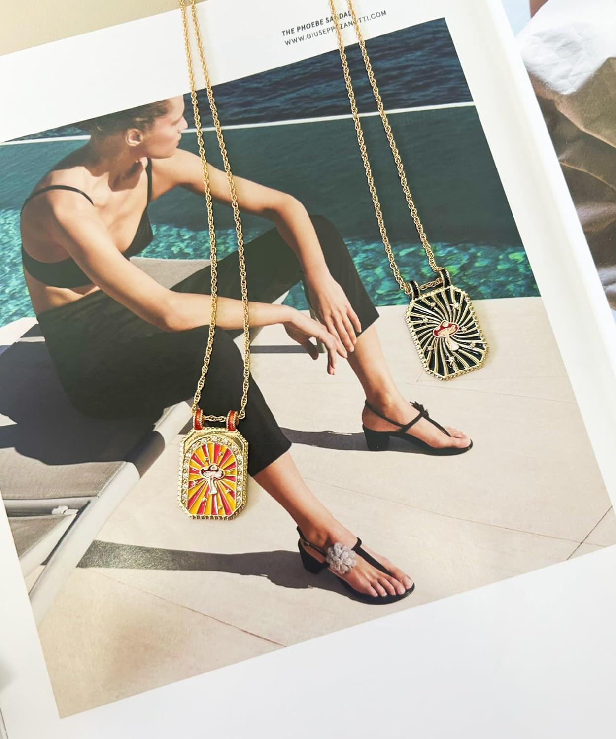 Art Retro Tarot Card Square Card 14K Gold Plated Brass Necklace Sun Moon Eight-pointed Star Love Heart Clover Lucky Grass Mushroom Cartoon Chain